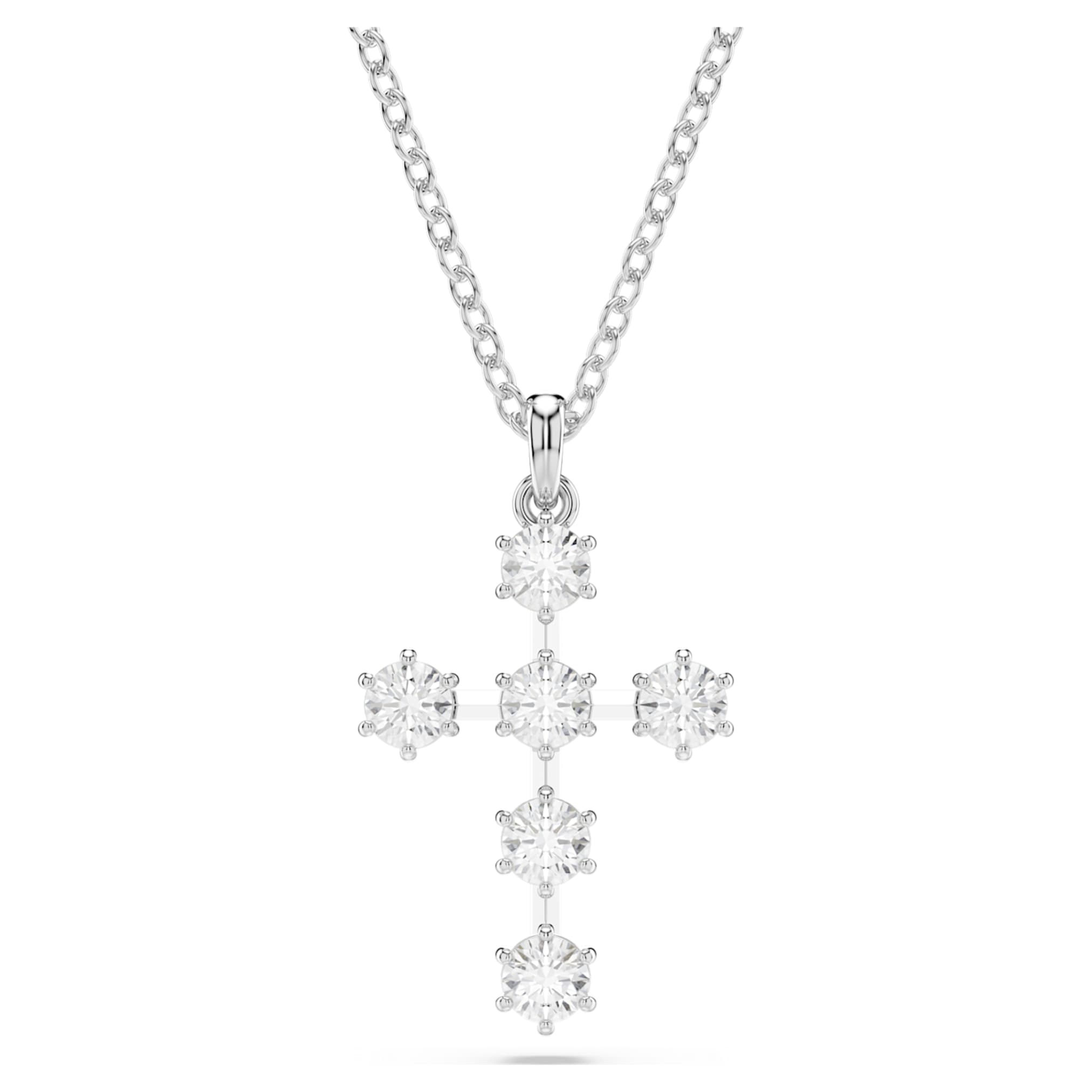 Swarovski Insigne pendant Round cut, Cross, White, Rhodium plated