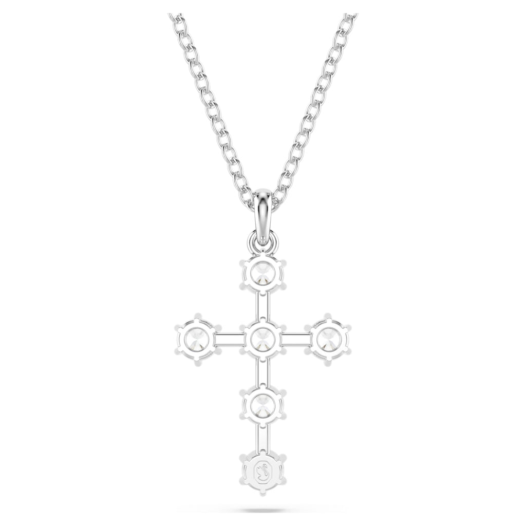 Swarovski Insigne pendant Round cut, Cross, White, Rhodium plated