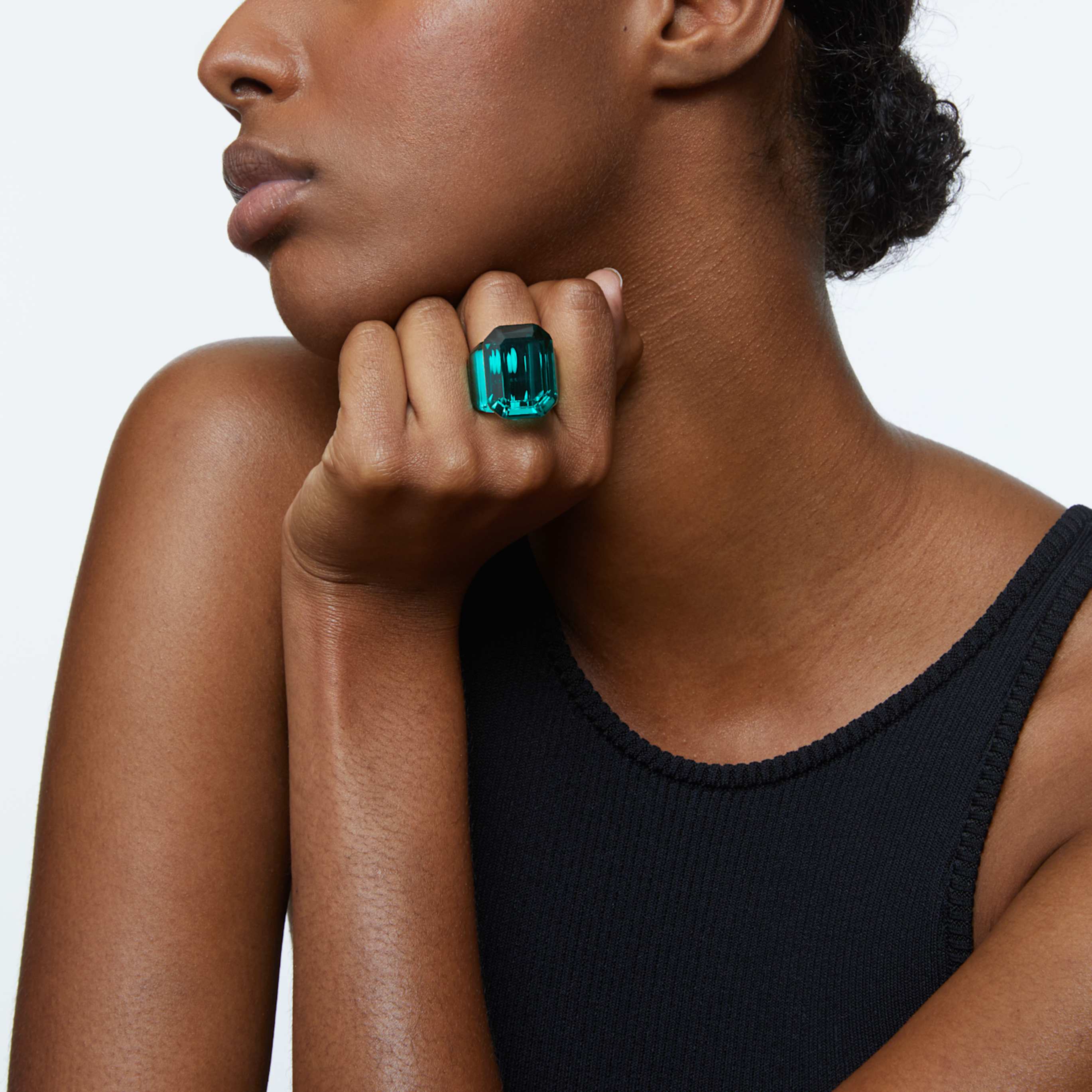Swarovski Lucent cocktail ring Octagon cut, Blue