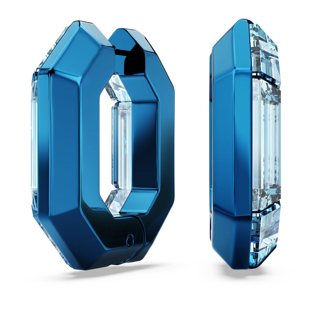 Swarovski Lucent hoop earrings Octagon shape, Small, Blue