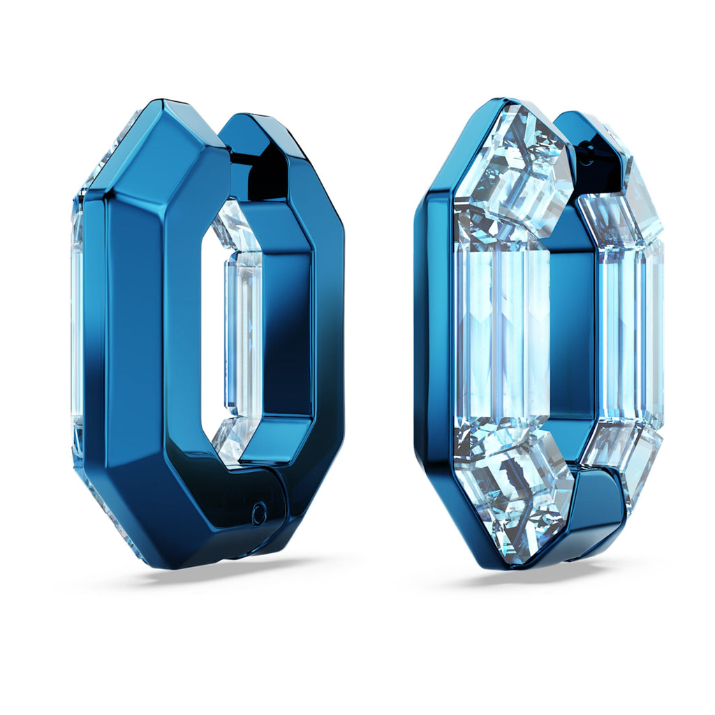 Swarovski Lucent hoop earrings Octagon shape, Small, Blue