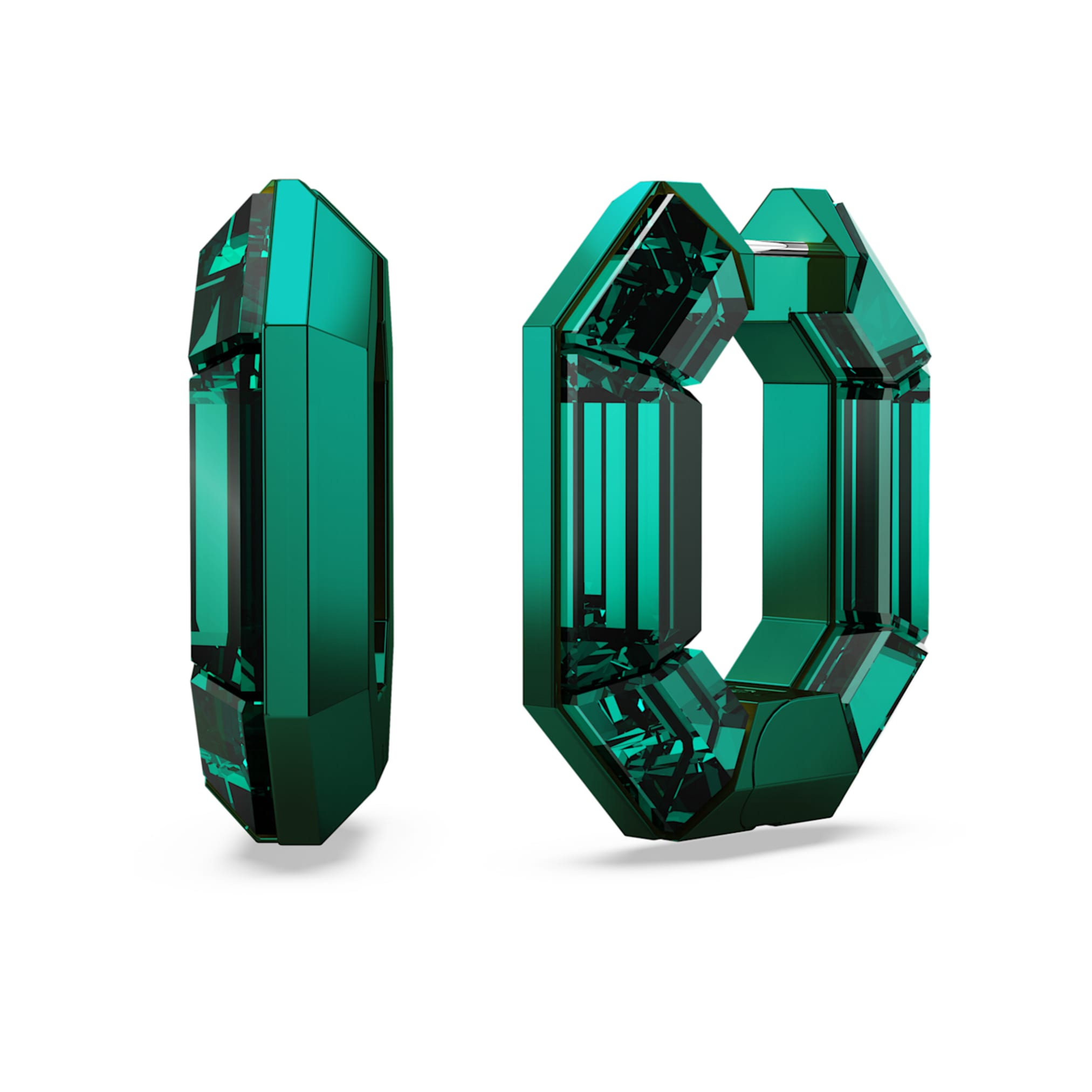 Swarovski Lucent hoop earrings Octagon shape, Small, Green