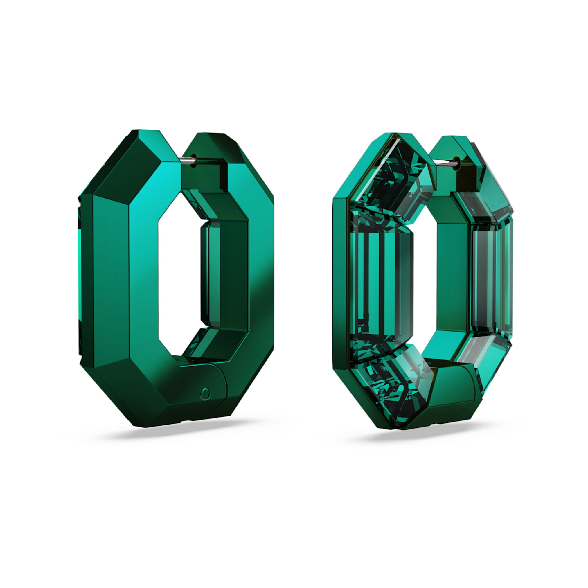 Swarovski Lucent hoop earrings Octagon shape, Small, Green