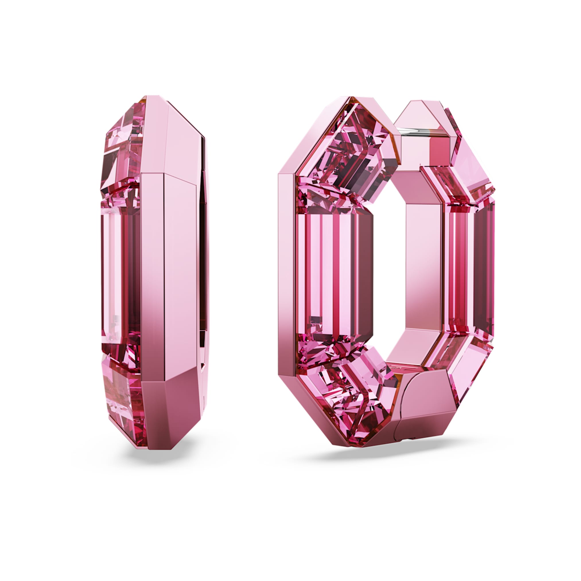 Swarovski Lucent hoop earrings Octagon shape, Small, Pink
