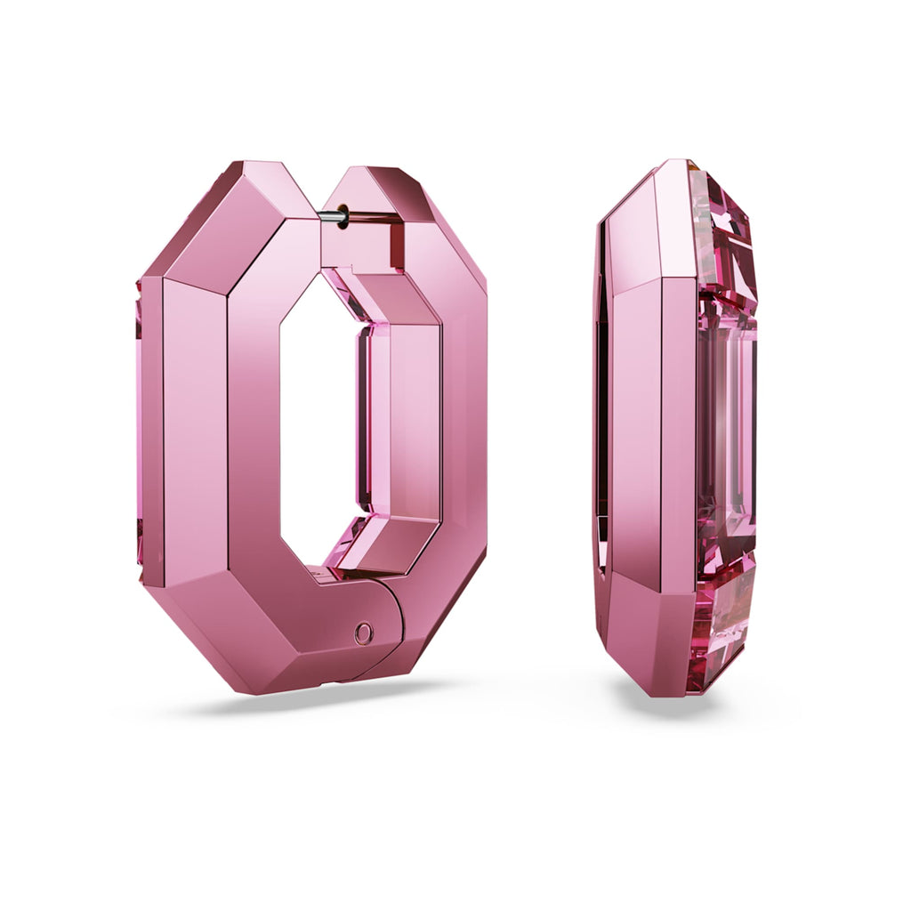 Swarovski Lucent hoop earrings Octagon shape, Small, Pink