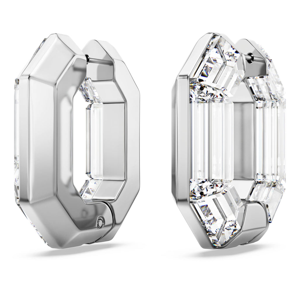 Swarovski Lucent hoop earrings Octagon shape, Small, White