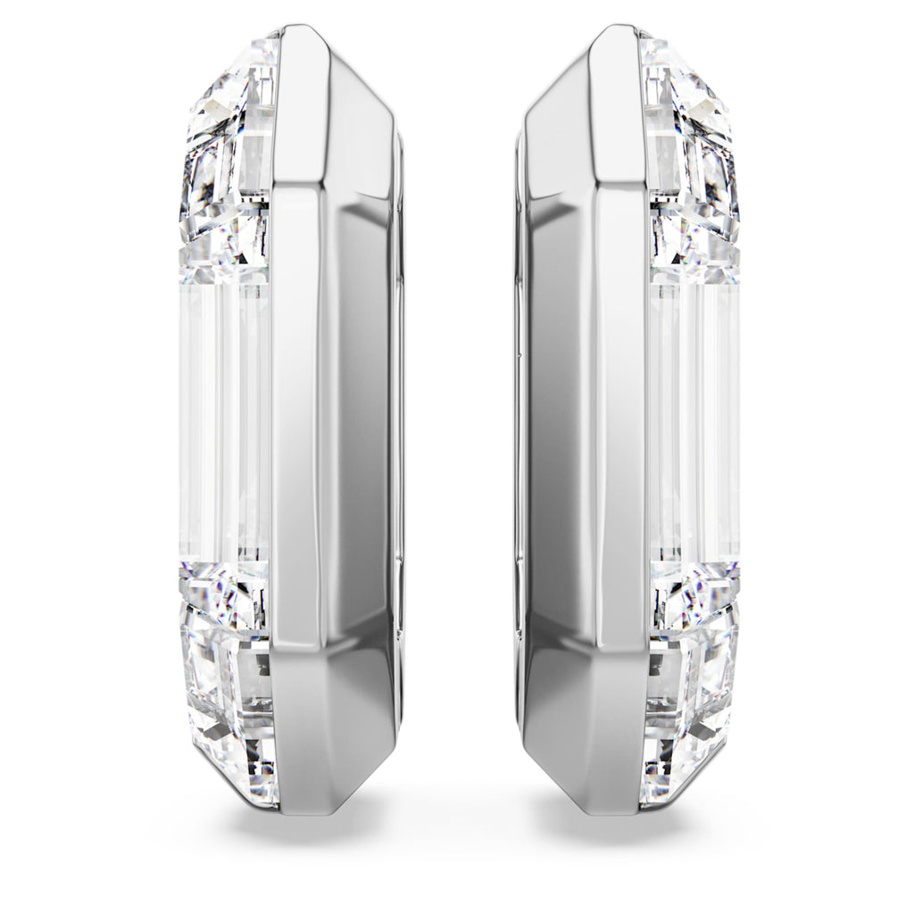 Swarovski Lucent hoop earrings Octagon shape, Small, White