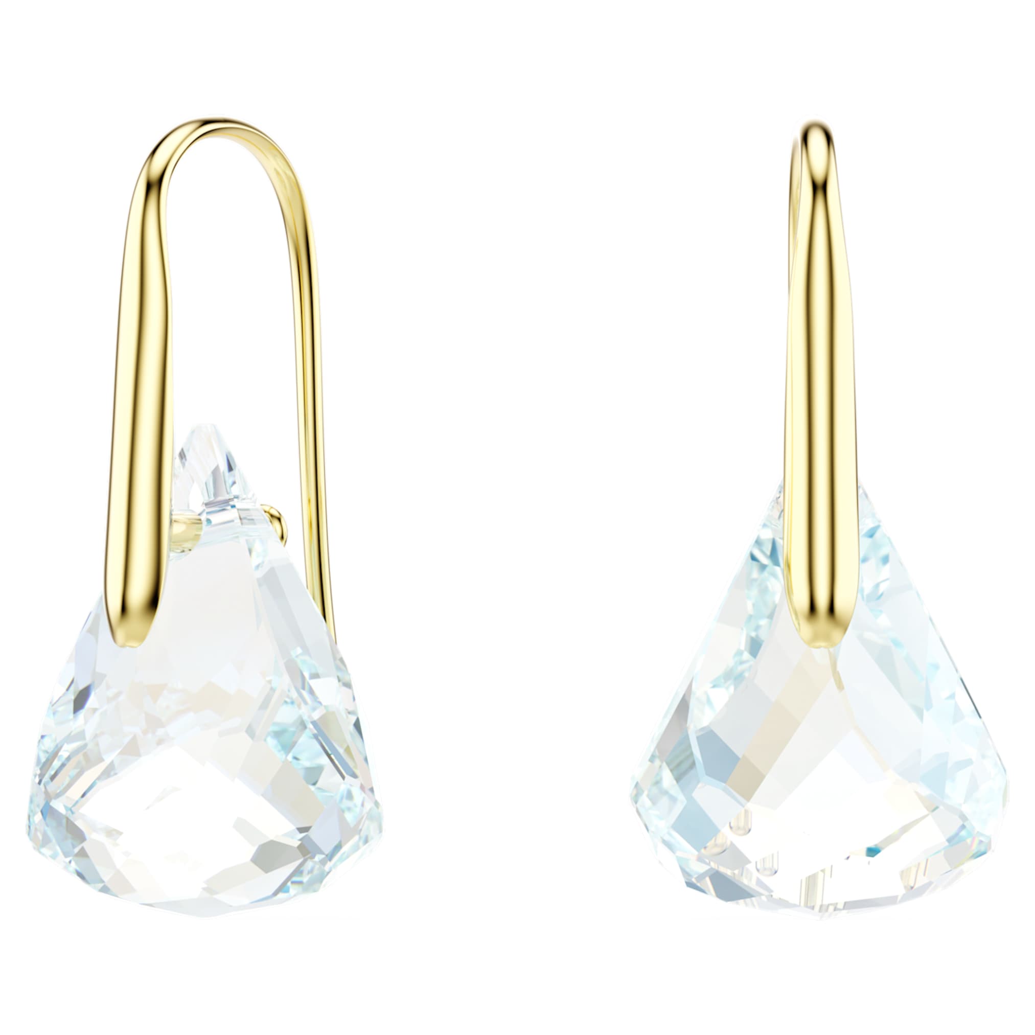 Swarovski Lunar drop earrings Oval cut, White, 18K gold finish