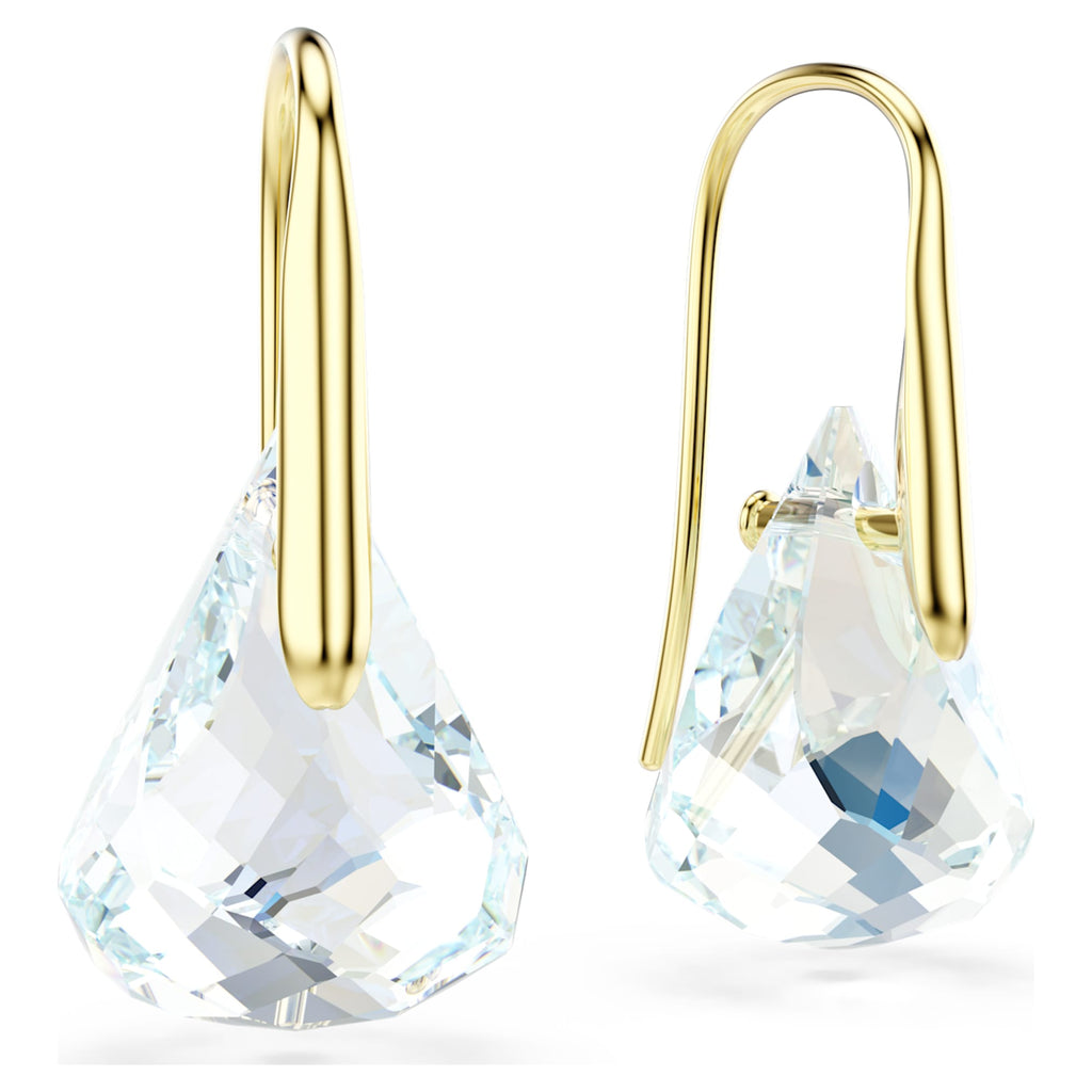 Swarovski Lunar drop earrings Oval cut, White, 18K gold finish