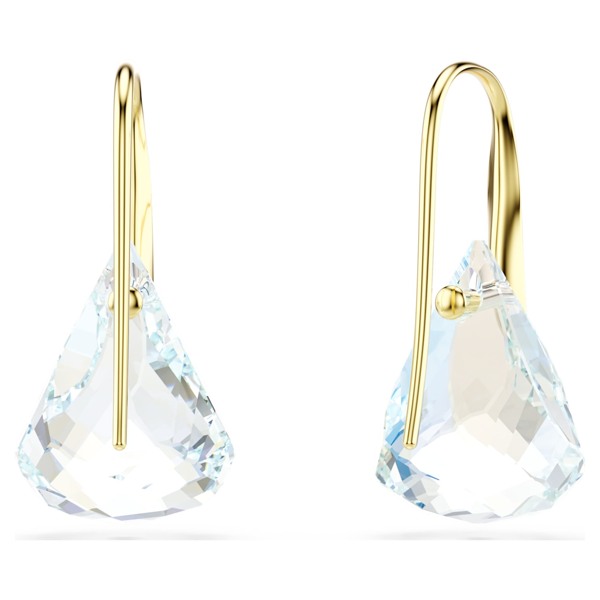 Swarovski Lunar drop earrings Oval cut, White, 18K gold finish