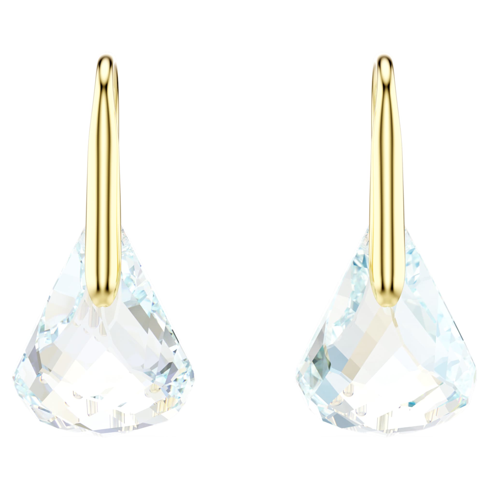 Swarovski Lunar drop earrings Oval cut, White, 18K gold finish