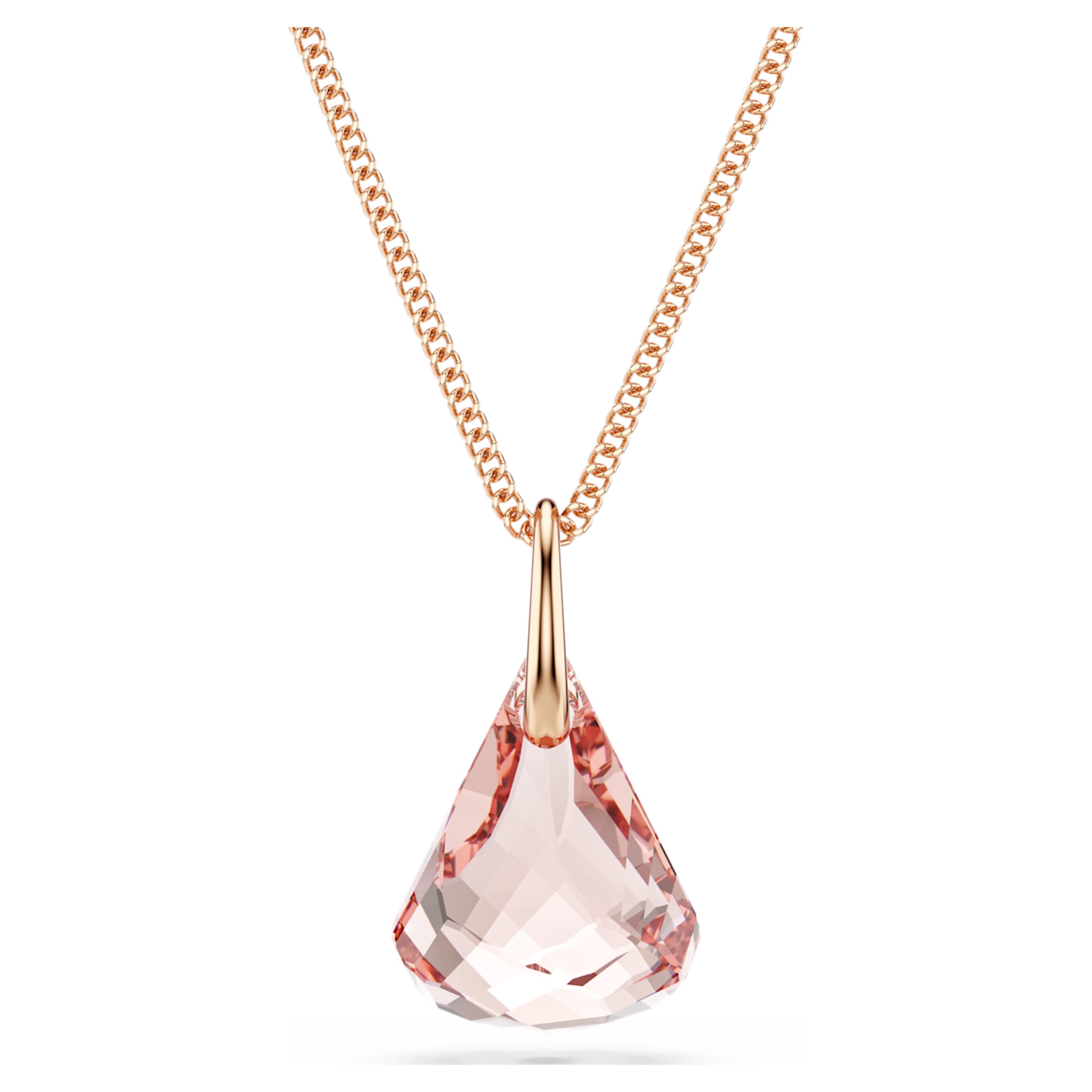 Swarovski Lunar pendant Oval cut, White, 18K gold finish