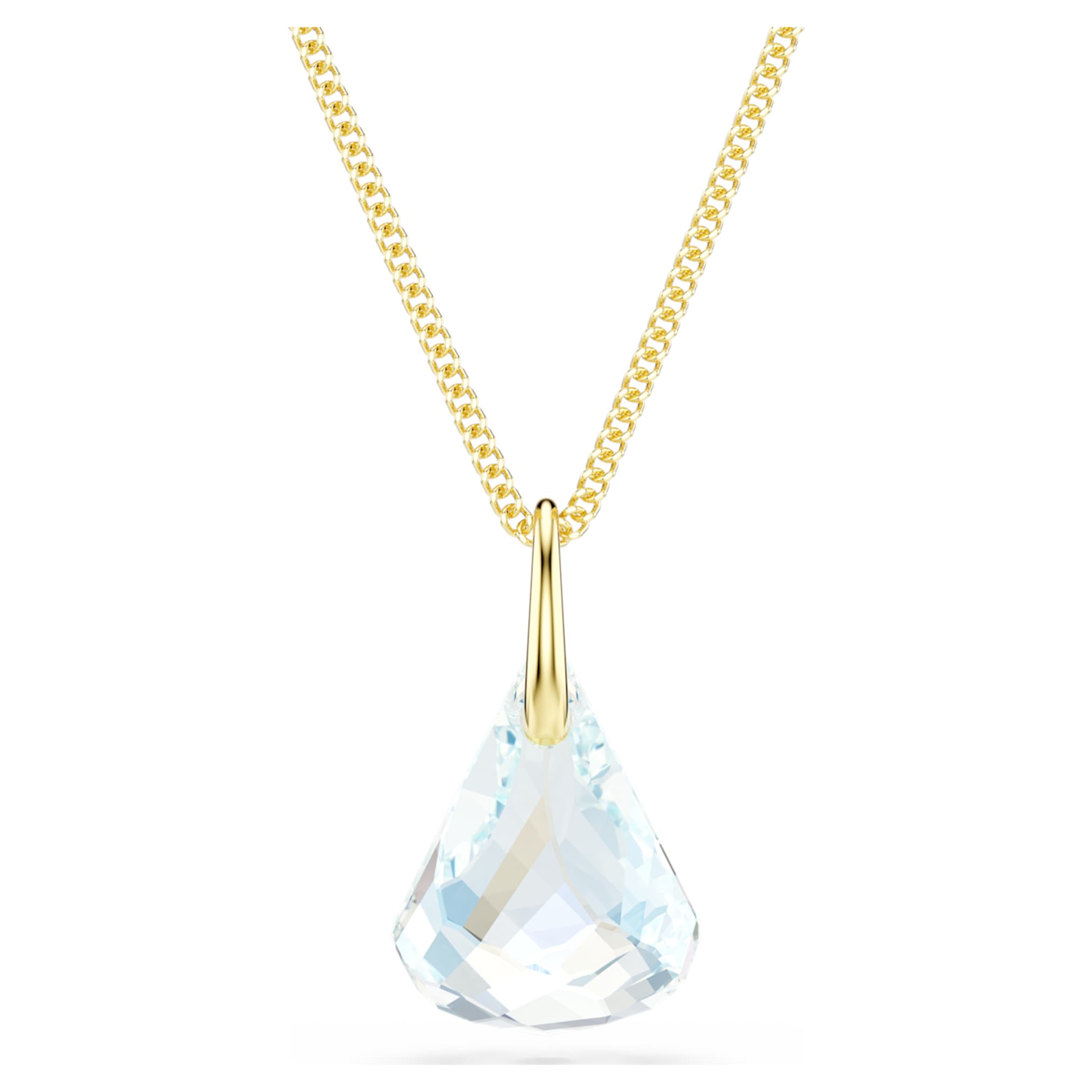 Swarovski Lunar pendant Oval cut, White, 18K gold finish