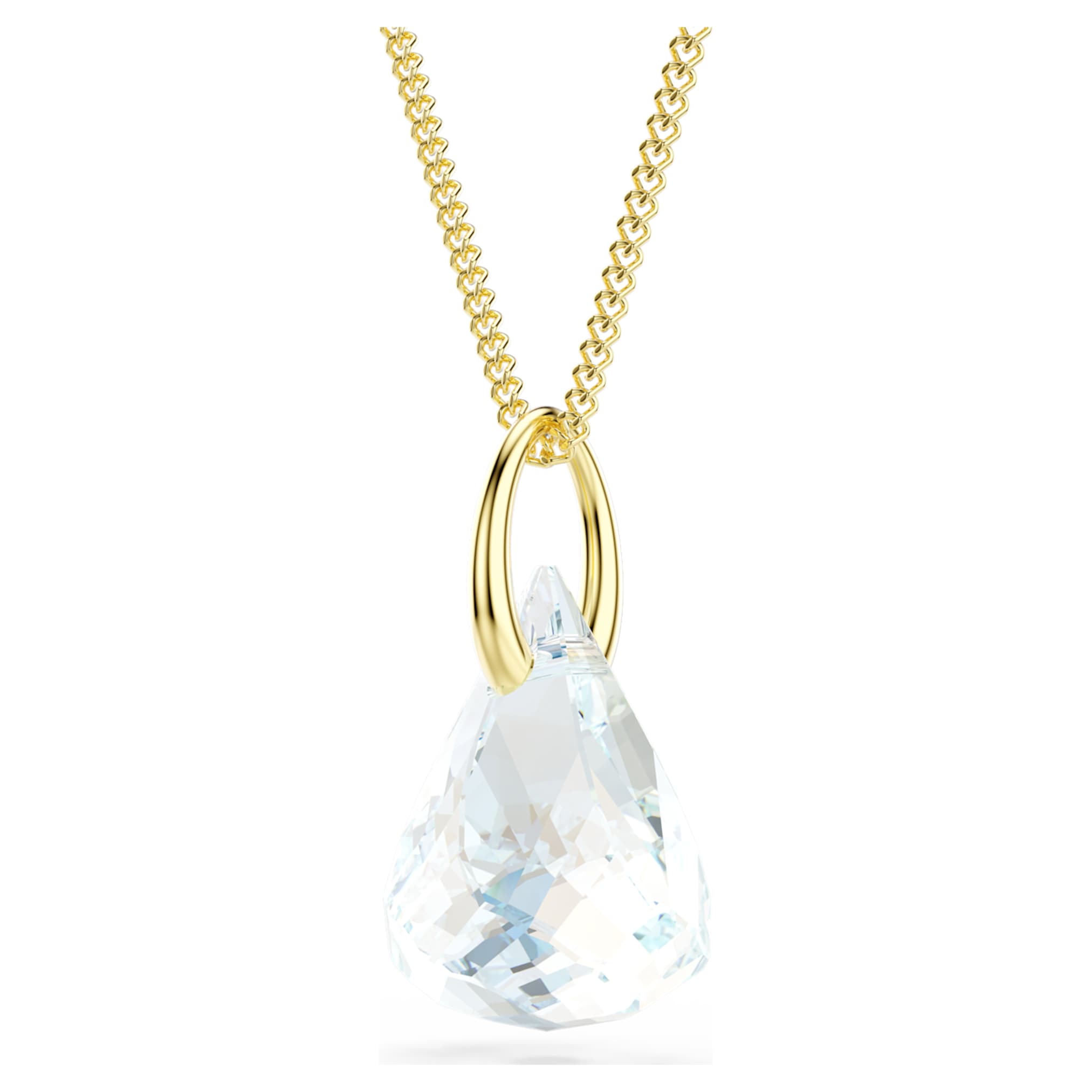 Swarovski Lunar pendant Oval cut, White, 18K gold finish