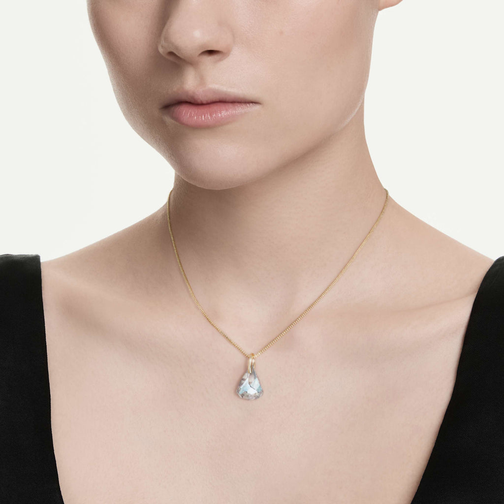Swarovski Lunar pendant Oval cut, White, 18K gold finish