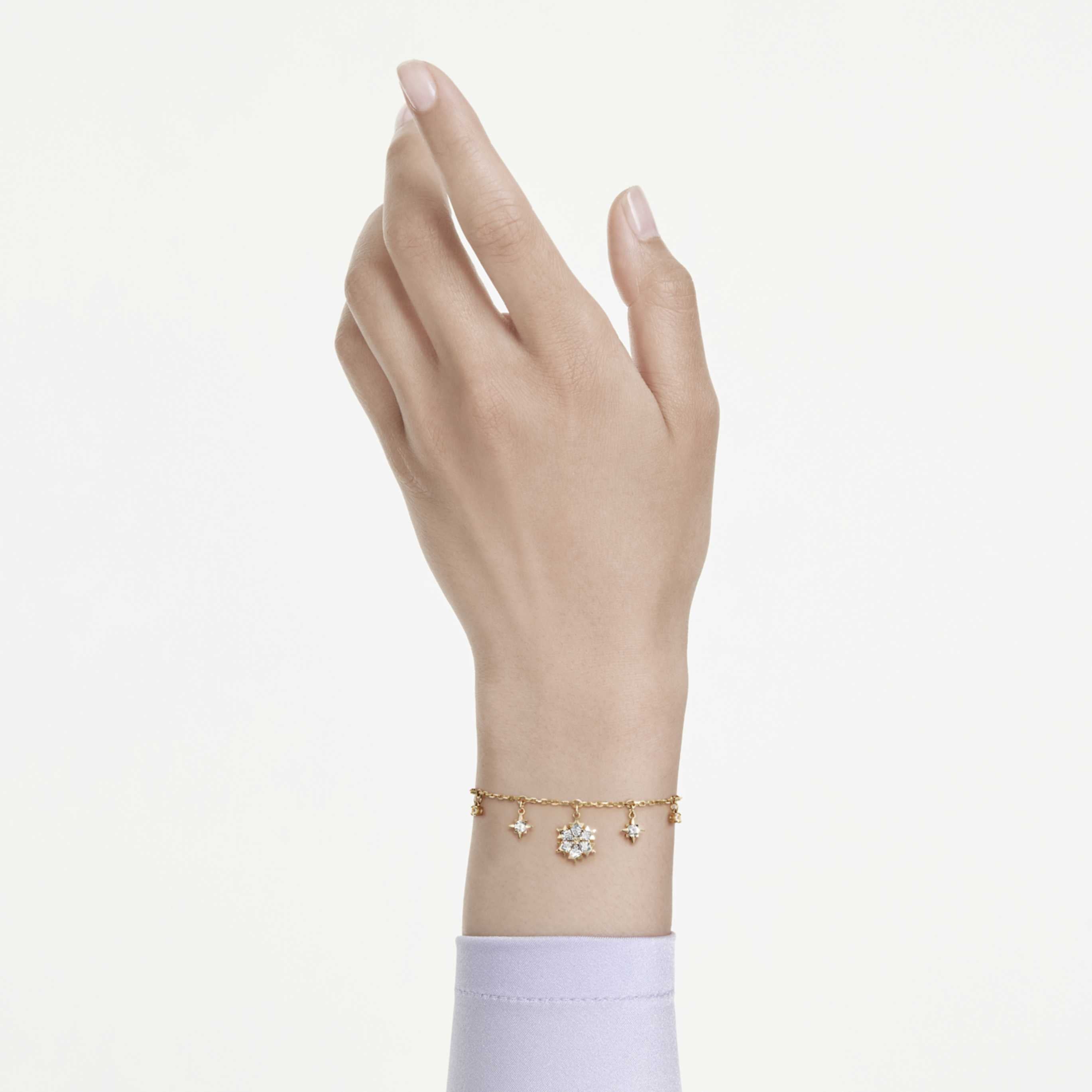 Swarovski Magic bracelet Mixed cuts, Snowflake, White, 18K gold finish