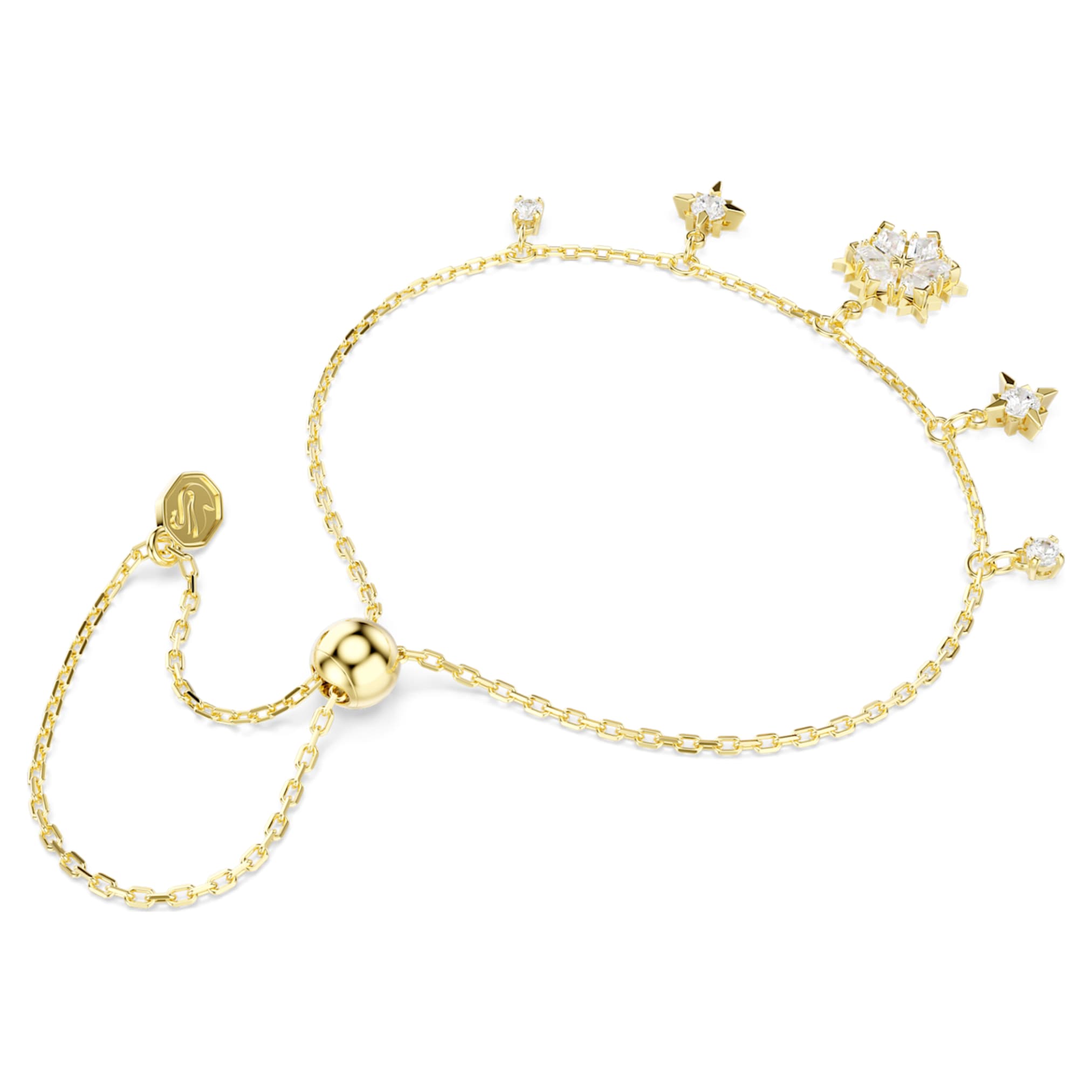 Swarovski Magic bracelet Mixed cuts, Snowflake, White, 18K gold finish