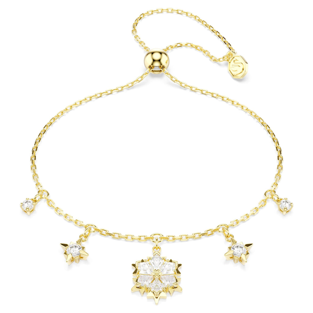 Swarovski Magic bracelet Mixed cuts, Snowflake, White, 18K gold finish