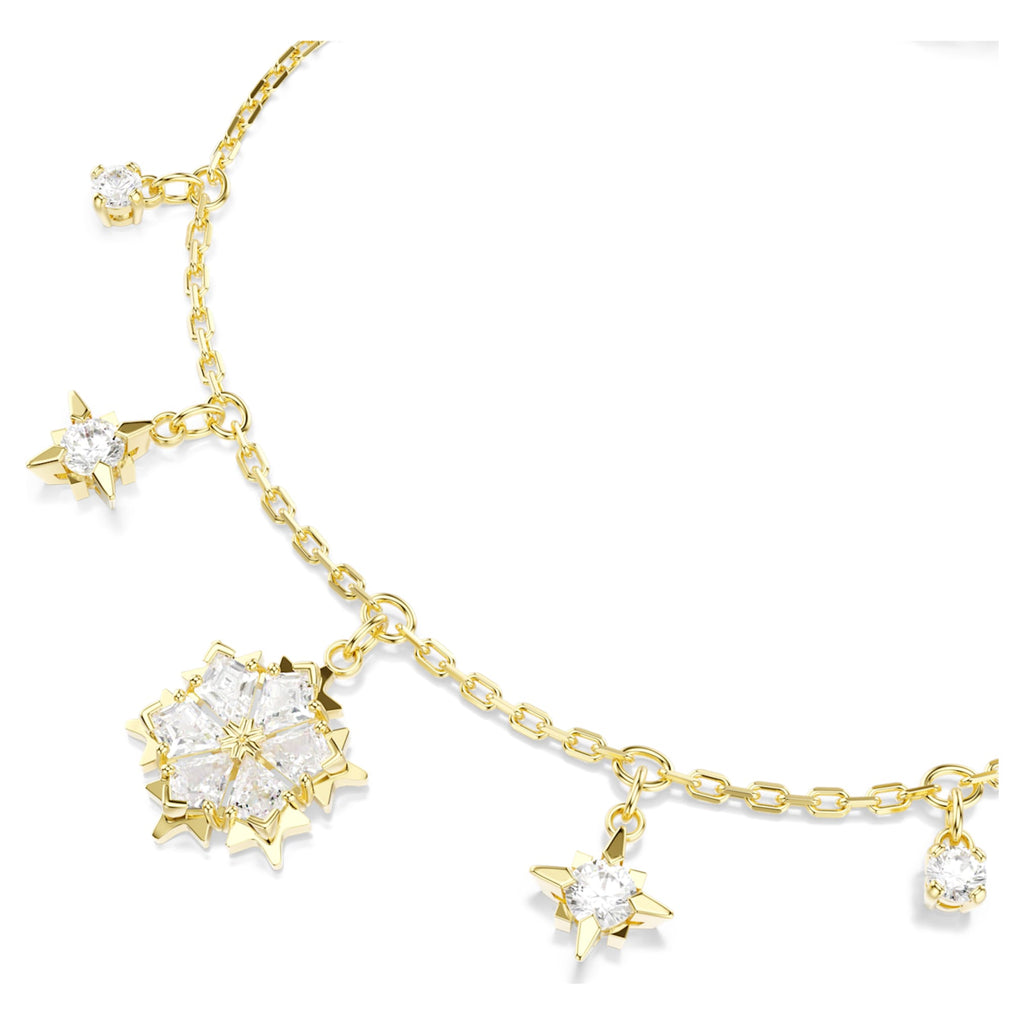 Swarovski Magic bracelet Mixed cuts, Snowflake, White, 18K gold finish