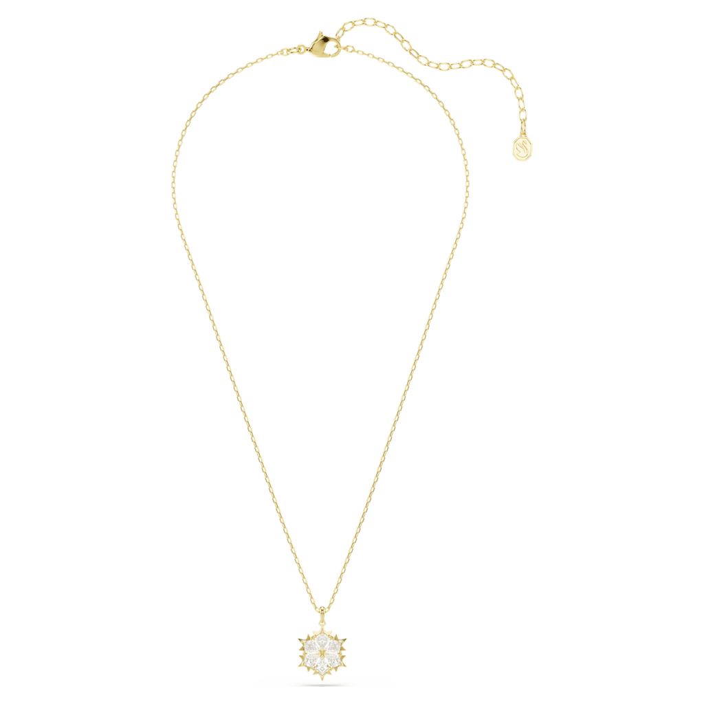 Swarovski Magic pendant Mixed cuts, Snowflake, White, 18K gold finish