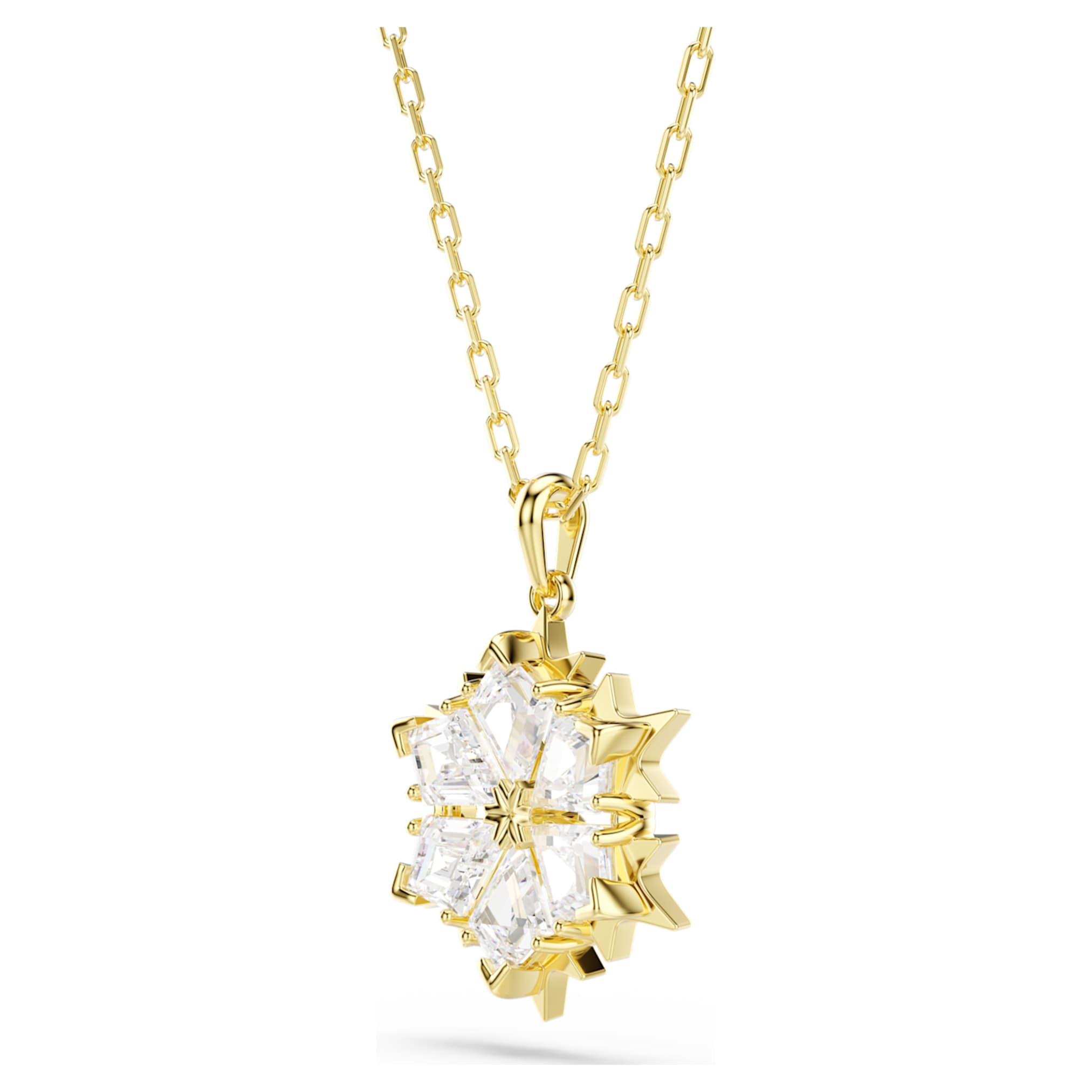Swarovski Magic pendant Mixed cuts, Snowflake, White, 18K gold finish