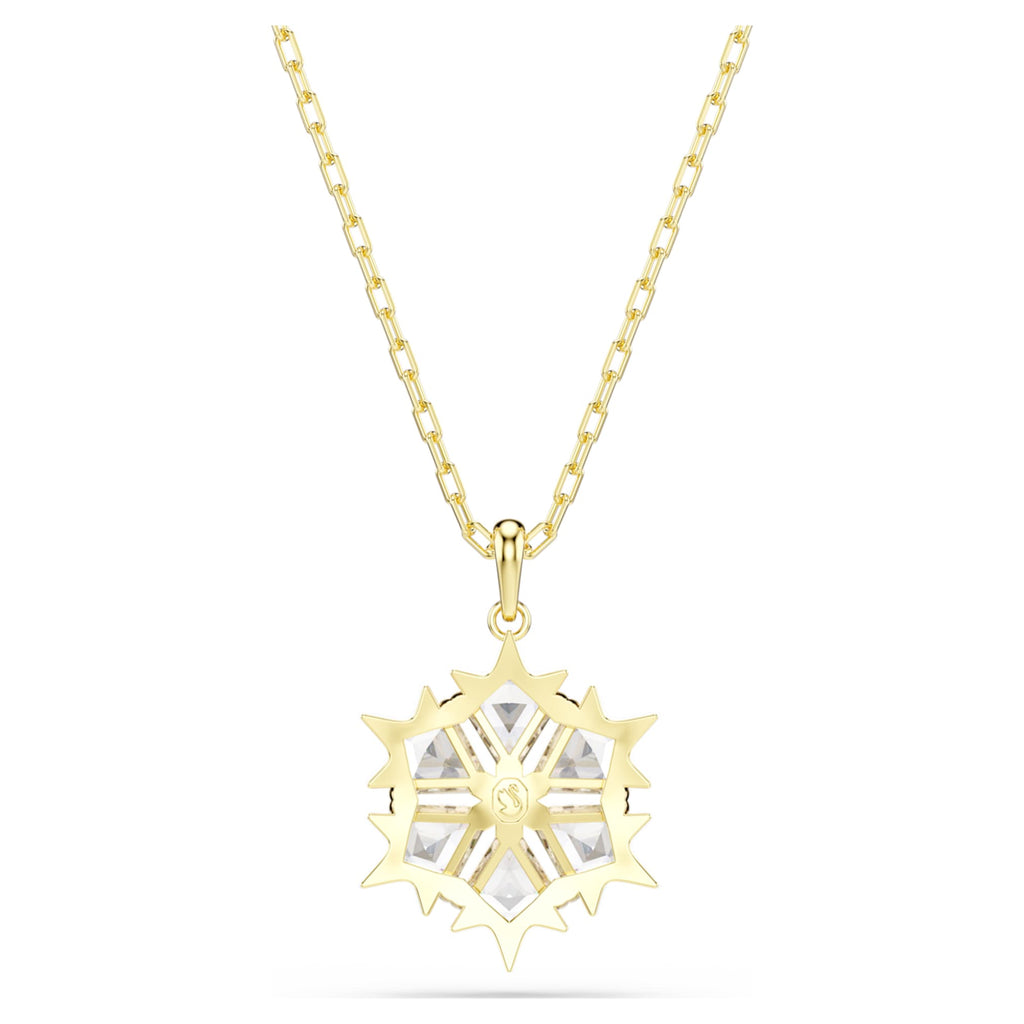 Swarovski Magic pendant Mixed cuts, Snowflake, White, 18K gold finish
