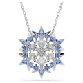 Swarovski Magic pendant and brooch Snowflake, Blue, Rhodium plated