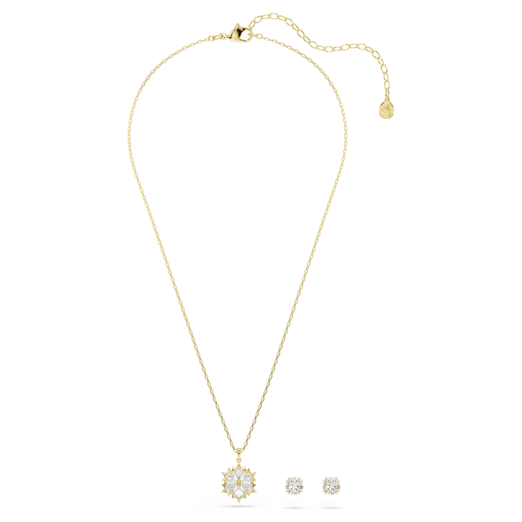 Swarovski Magic set Set (2), Mixed cuts, Snowflake, White, 18K gold finish