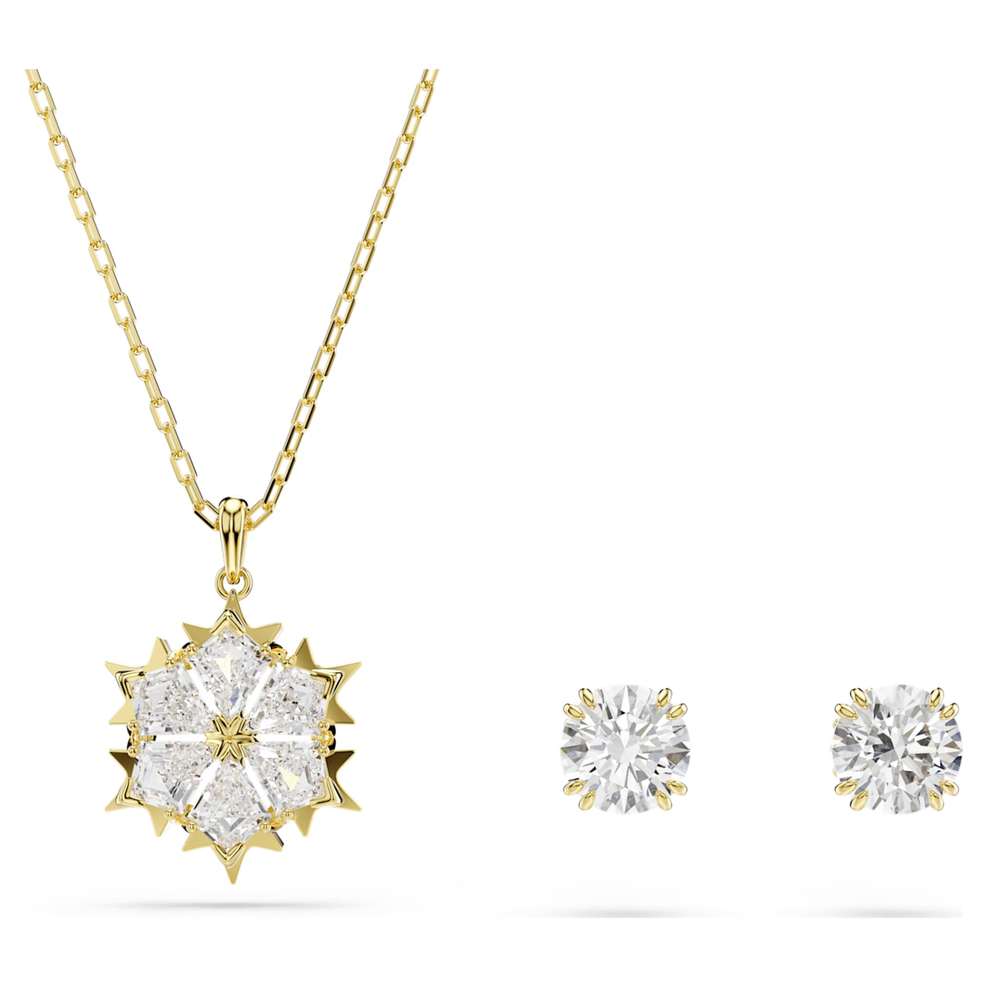 Swarovski Magic set Set (2), Mixed cuts, Snowflake, White, 18K gold finish