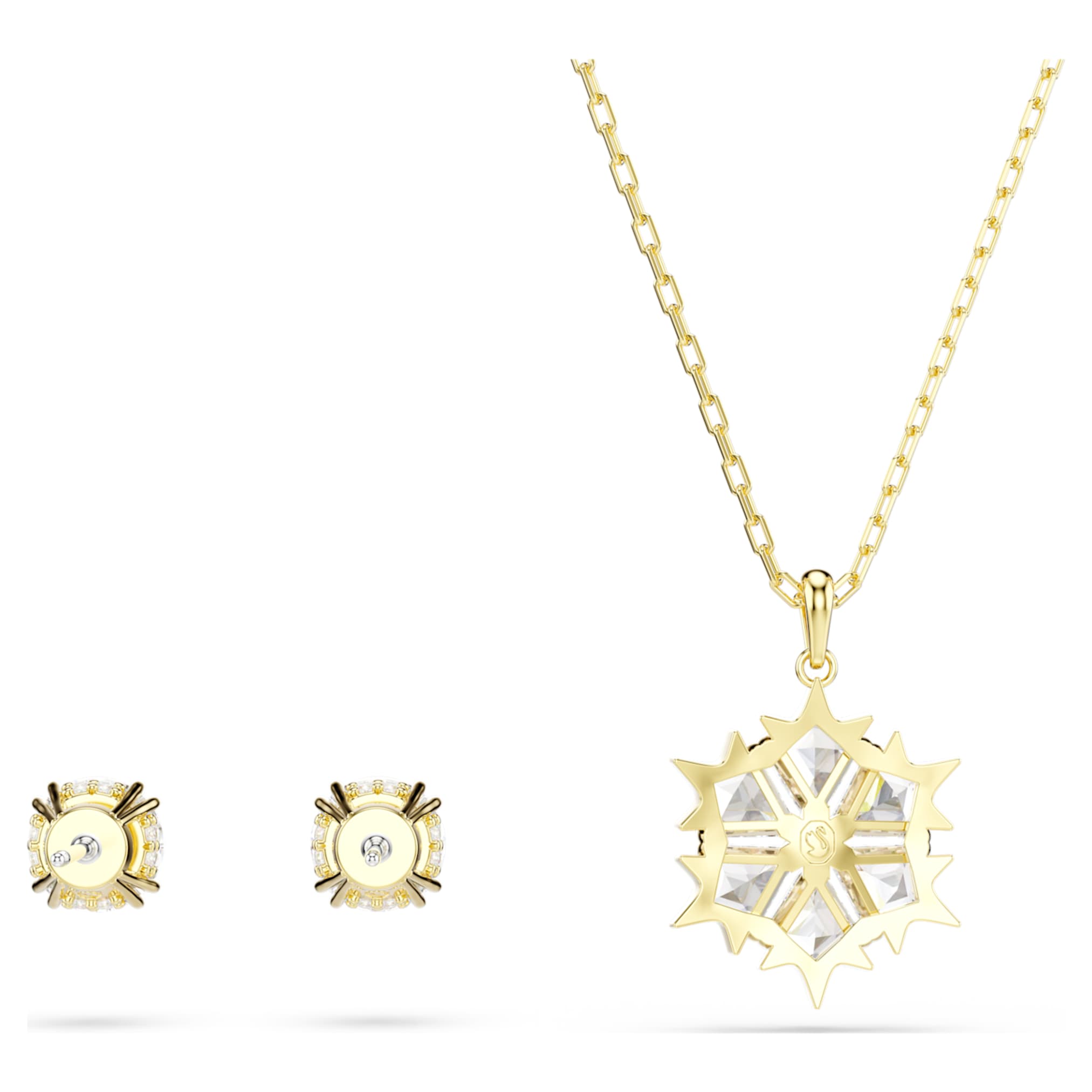 Swarovski Magic set Set (2), Mixed cuts, Snowflake, White, 18K gold finish