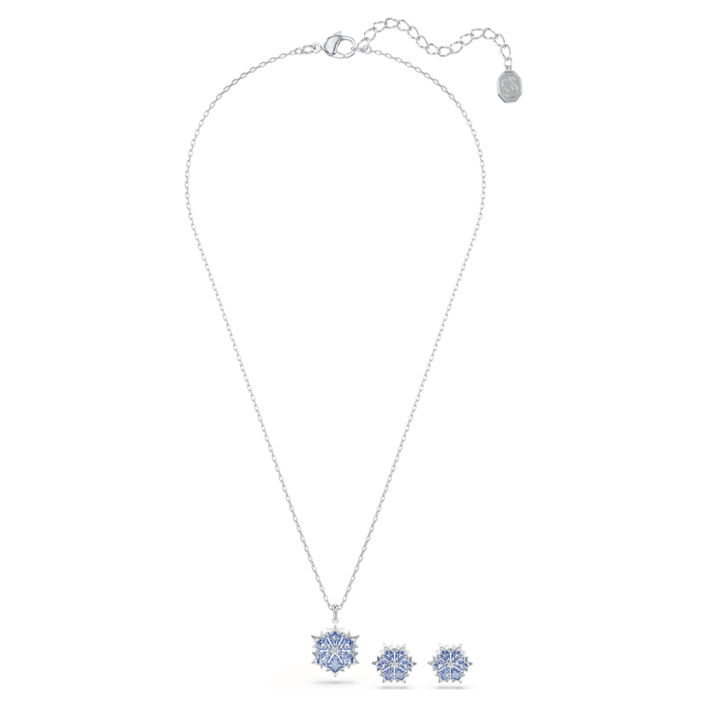 Swarovski Magic set Snowflake, Blue, Rhodium plated