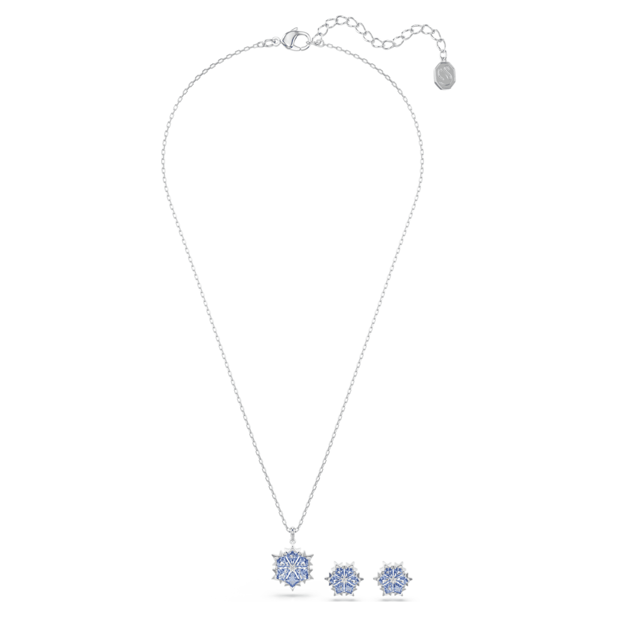 Swarovski Magic set Snowflake, Blue, Rhodium plated