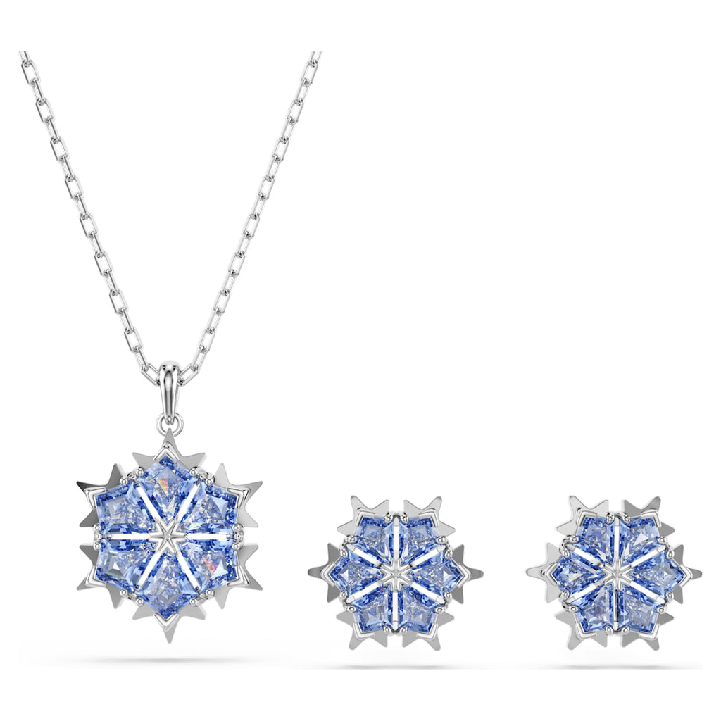 Swarovski Magic set Snowflake, Blue, Rhodium plated