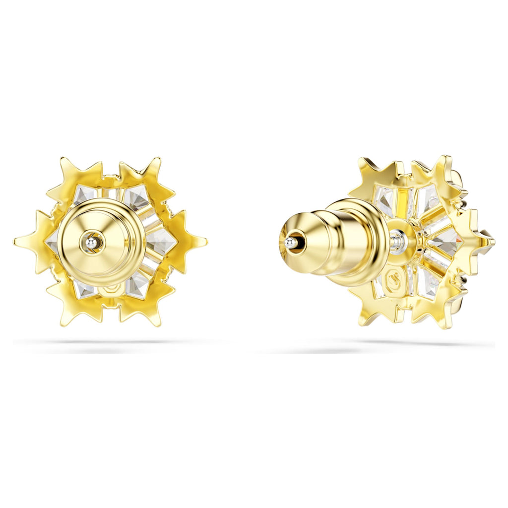 Swarovski Magic stud earrings Mixed cuts, Snowflake, White, 18K gold finish