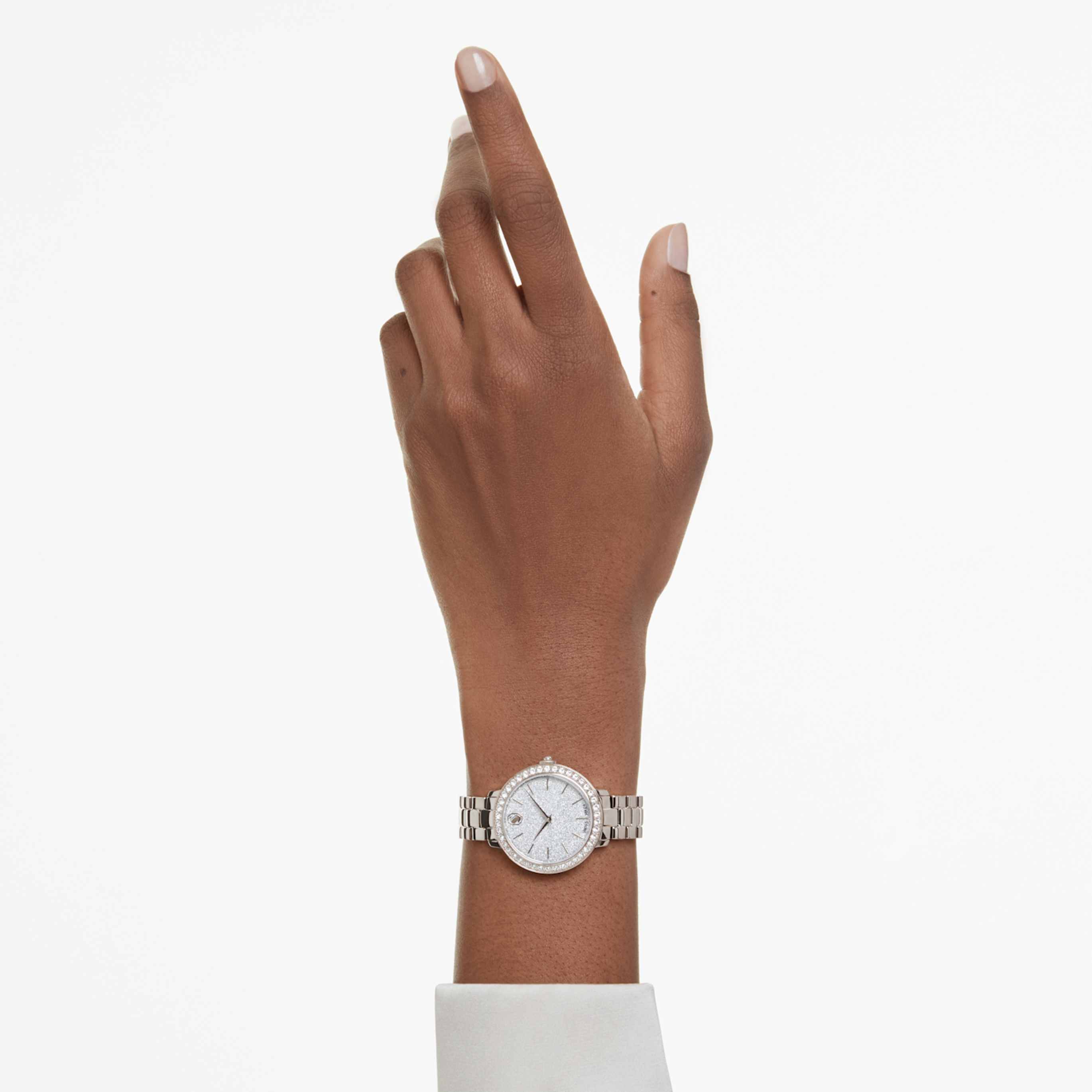 Swarovski Matrix 3-link watch Swiss Made, Metal bracelet, Gold tone, Champagne gold-tone finish