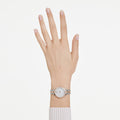 Swarovski Matrix 3-link watch Swiss Made, Metal bracelet, Gold tone, Champagne gold-tone finish