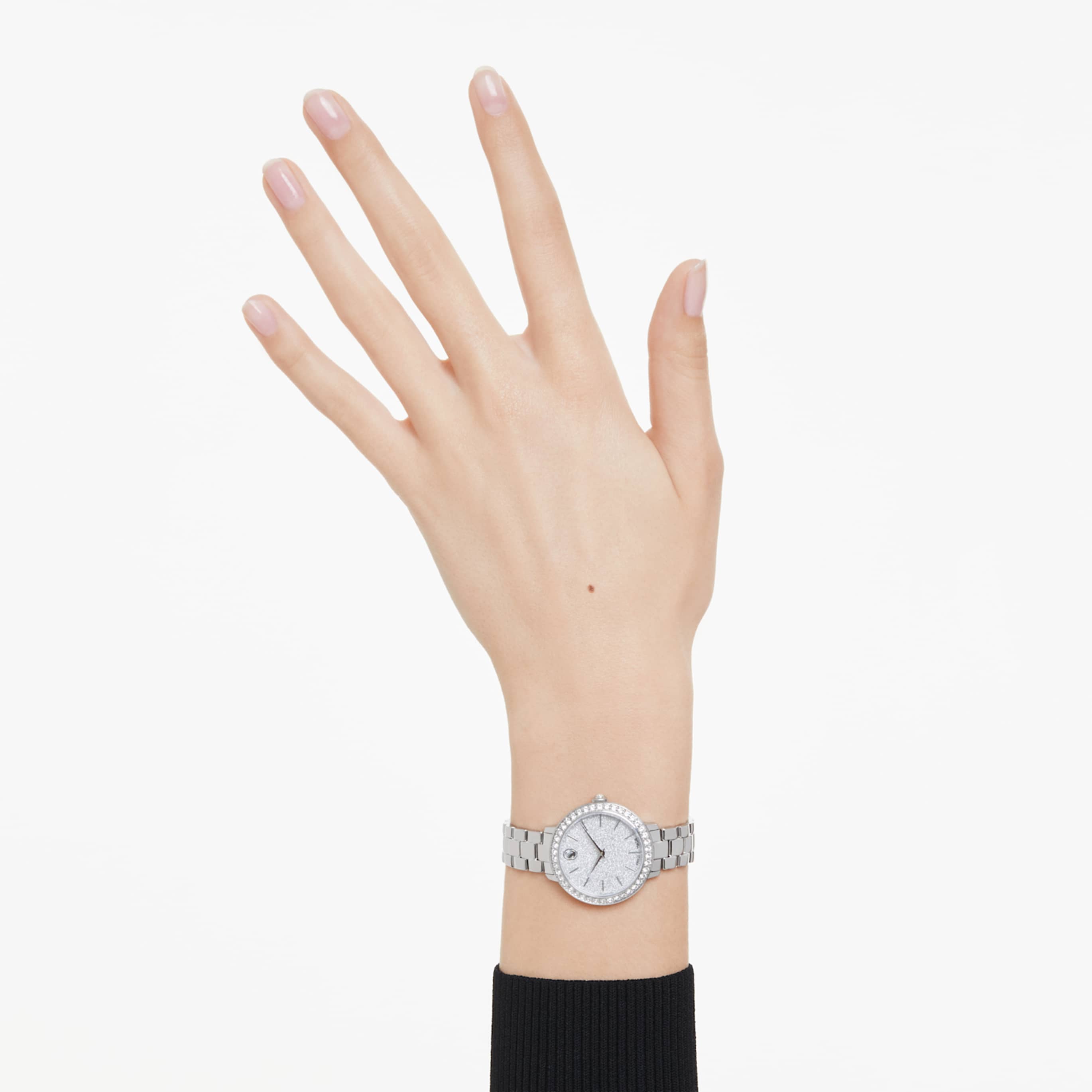 Swarovski Matrix 3-link watch Swiss Made, Metal bracelet, Gold tone, Champagne gold-tone finish