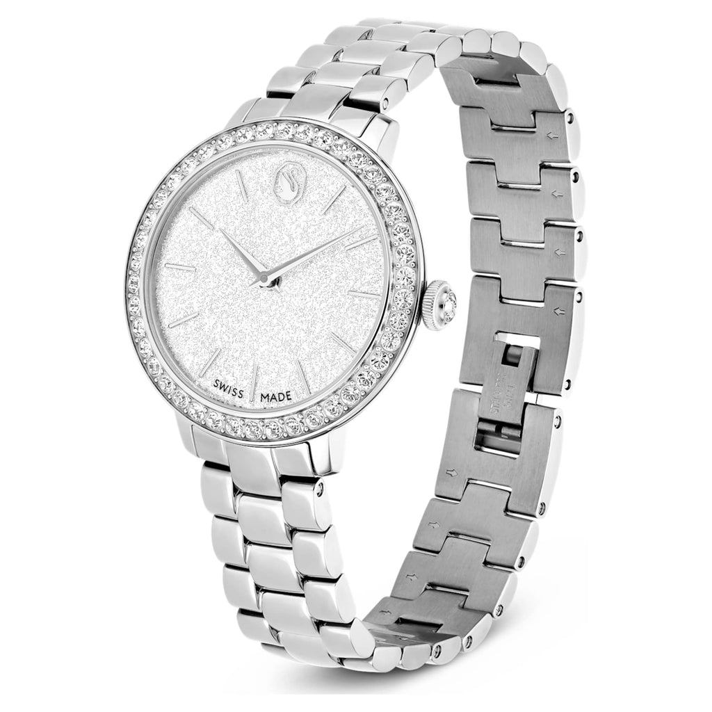 Swarovski Matrix 3-link watch Swiss Made, Metal bracelet, Silver tone, Stainless steel