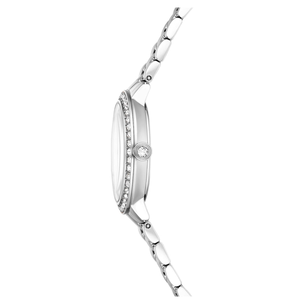 Swarovski Matrix 3-link watch Swiss Made, Metal bracelet, Silver tone, Stainless steel