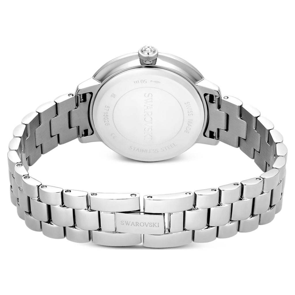 Swarovski Matrix 3-link watch Swiss Made, Metal bracelet, Silver tone, Stainless steel