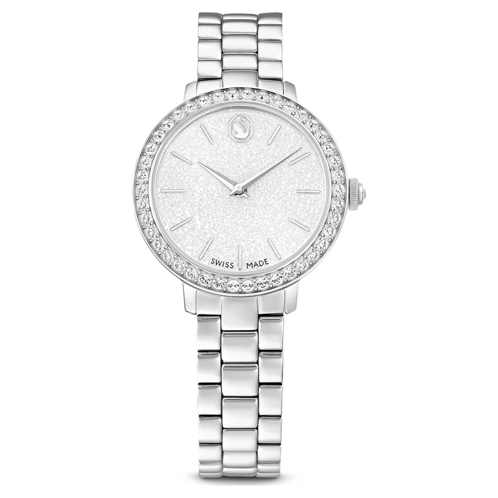 Swarovski Matrix 3-link watch Swiss Made, Metal bracelet, Silver tone, Stainless steel