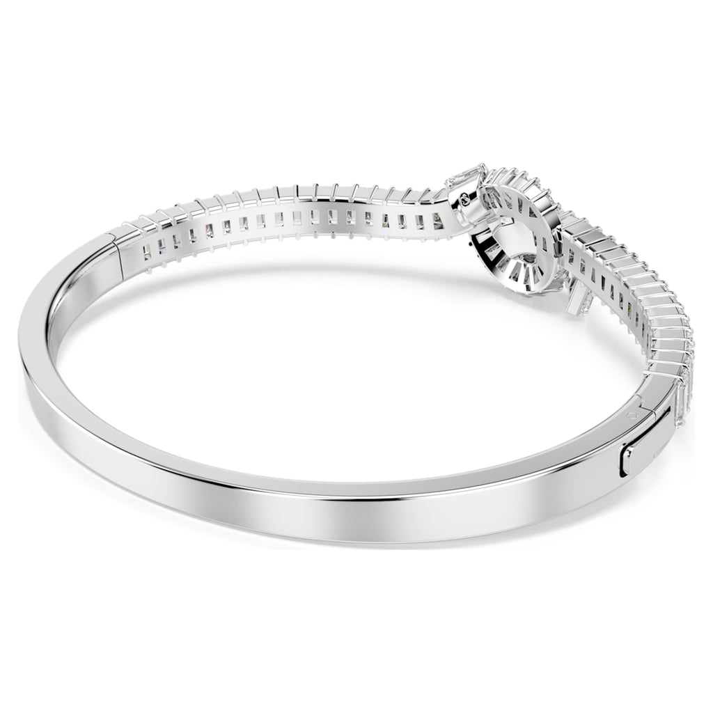 Swarovski Matrix bangle Baguette cut, Knot, White, Rhodium plated