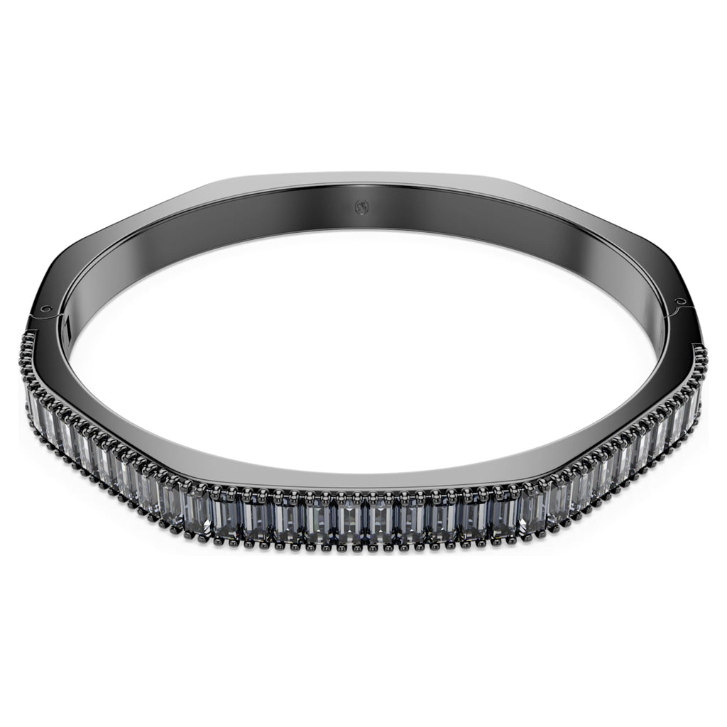 Swarovski Matrix bangle Baguette cut, Octagon shape, Gray, Ruthenium plated