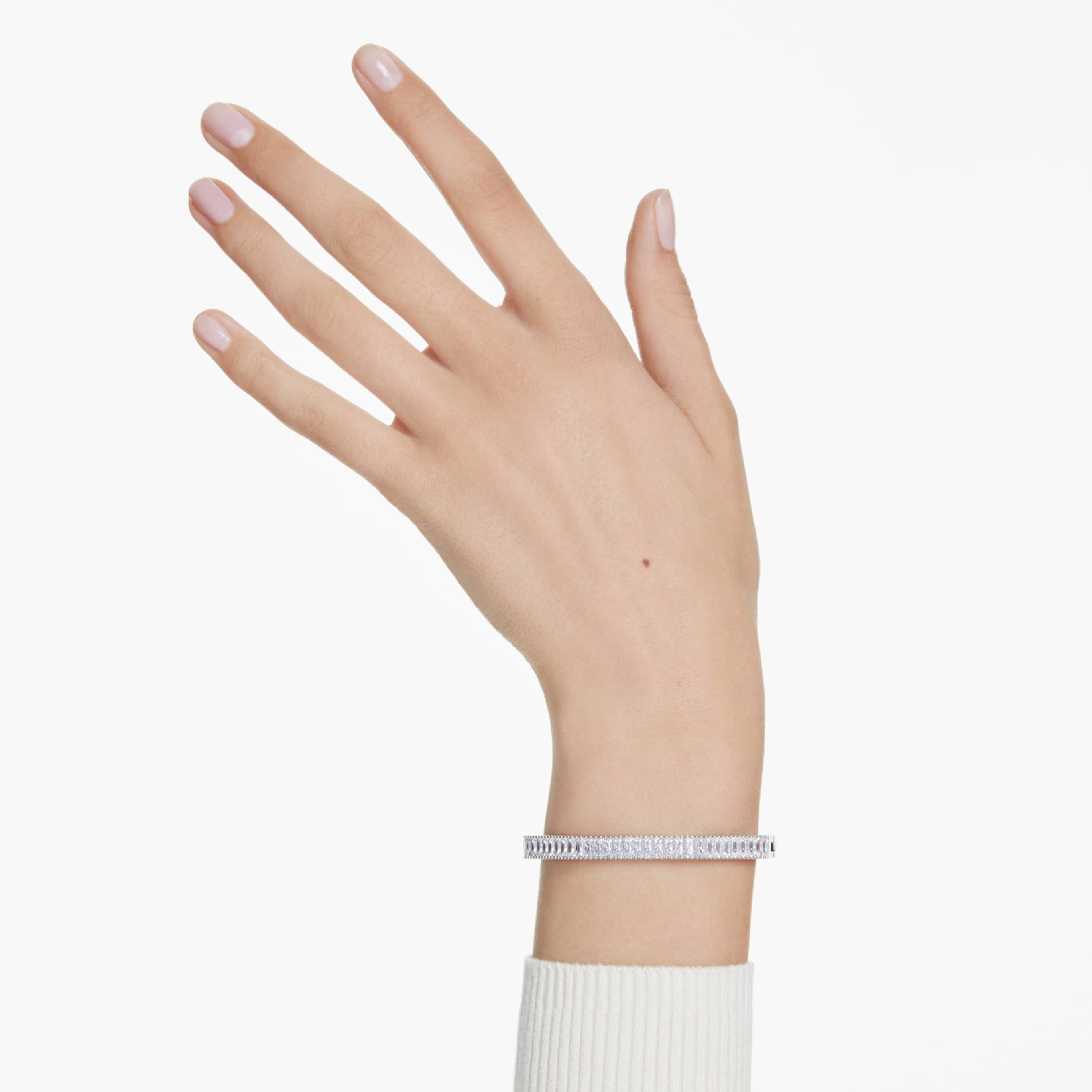 Swarovski Matrix bangle Baguette cut, Octagon shape, Gray, Ruthenium plated