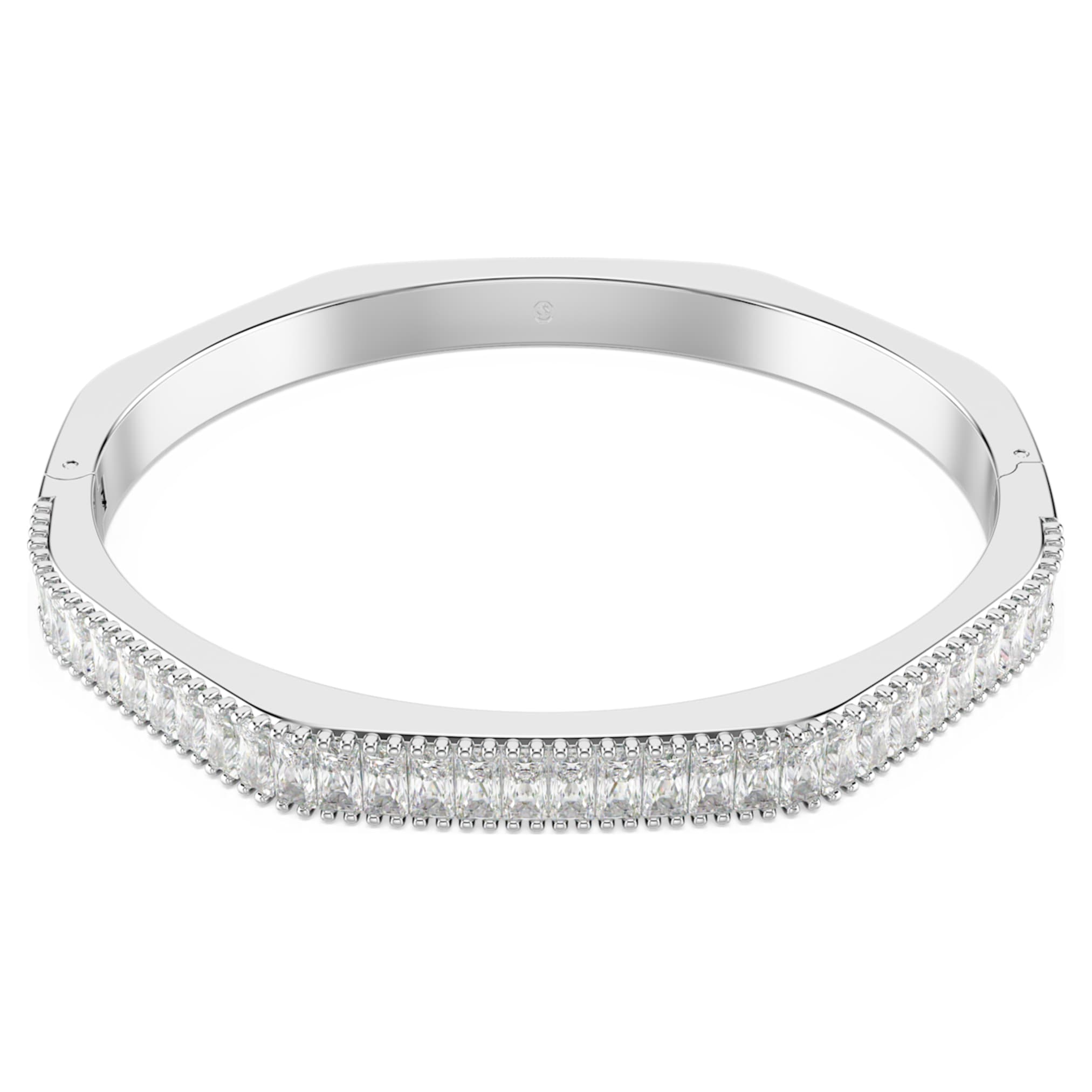 Swarovski Matrix bangle Baguette cut, Octagon shape, White, Rhodium plated