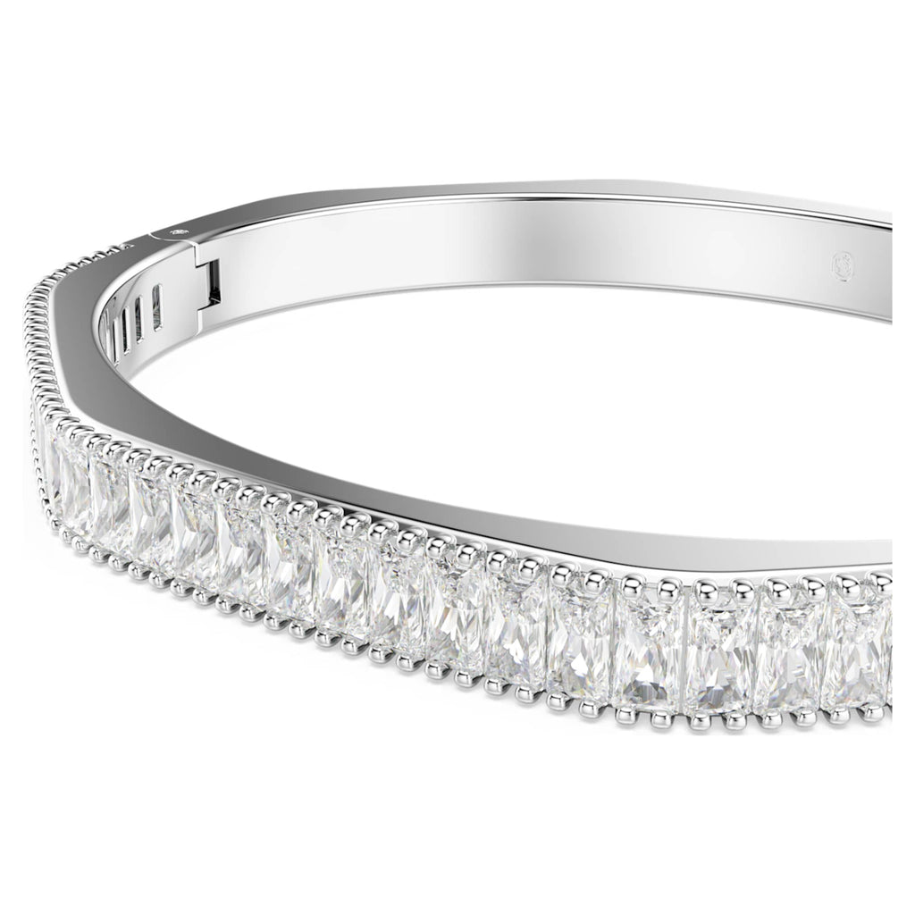 Swarovski Matrix bangle Baguette cut, Octagon shape, White, Rhodium plated