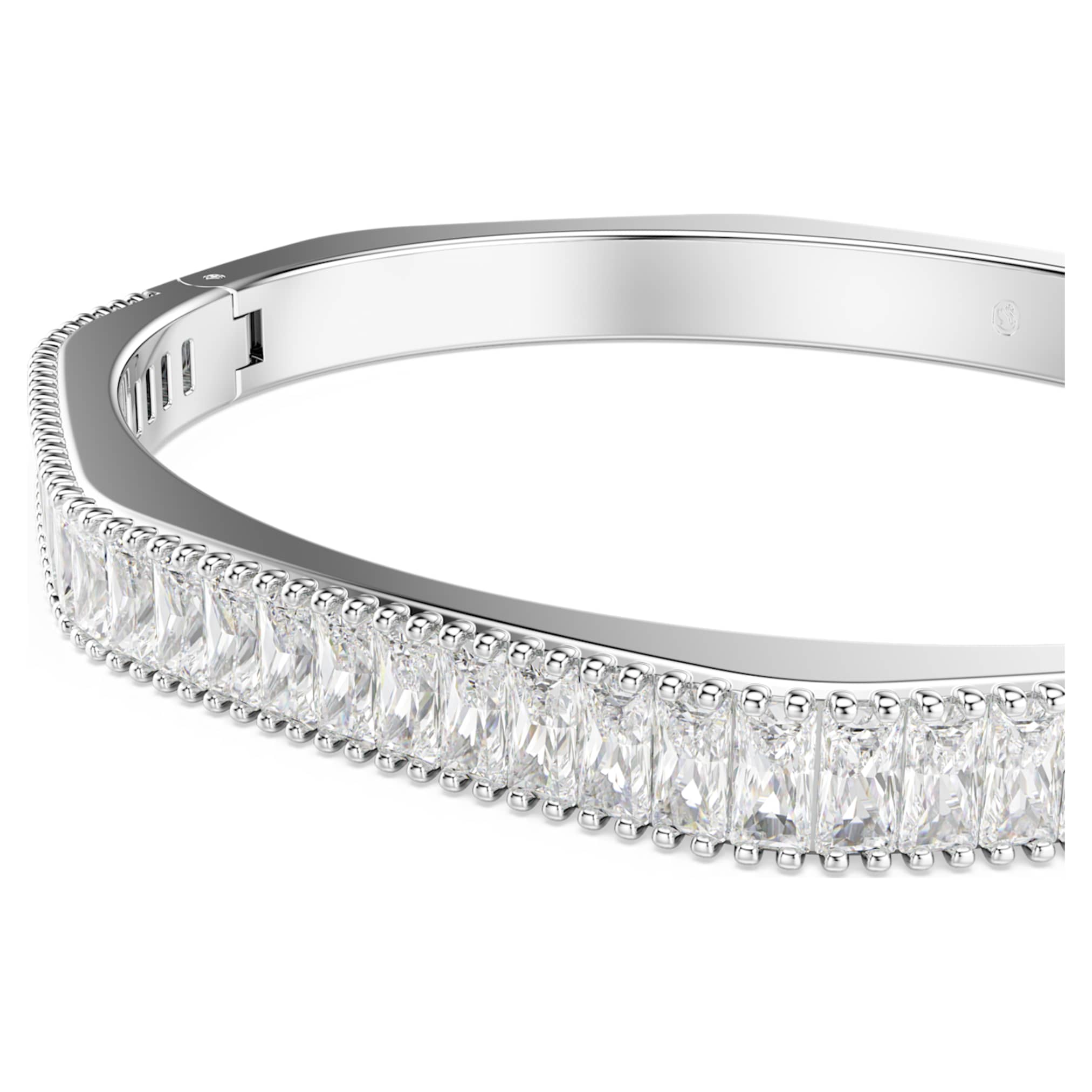 Swarovski Matrix bangle Baguette cut, Octagon shape, White, Rhodium plated