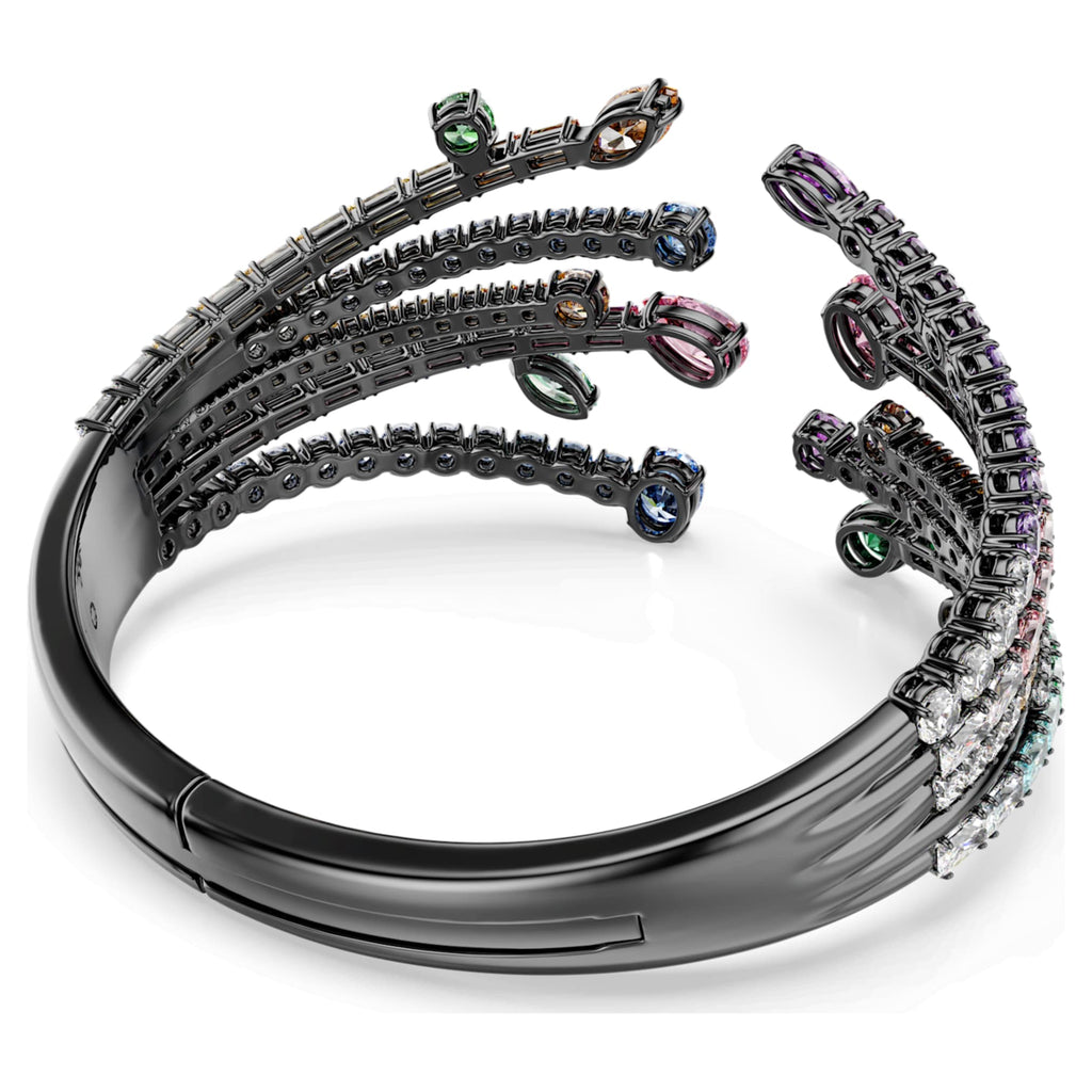 Swarovski Matrix bangle Mixed cuts, Bouquet, Multicolored, Ruthenium plated