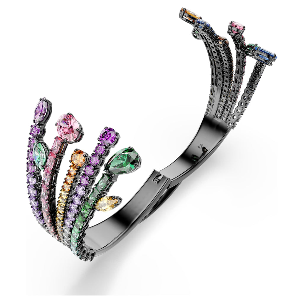 Swarovski Matrix bangle Mixed cuts, Bouquet, Multicolored, Ruthenium plated