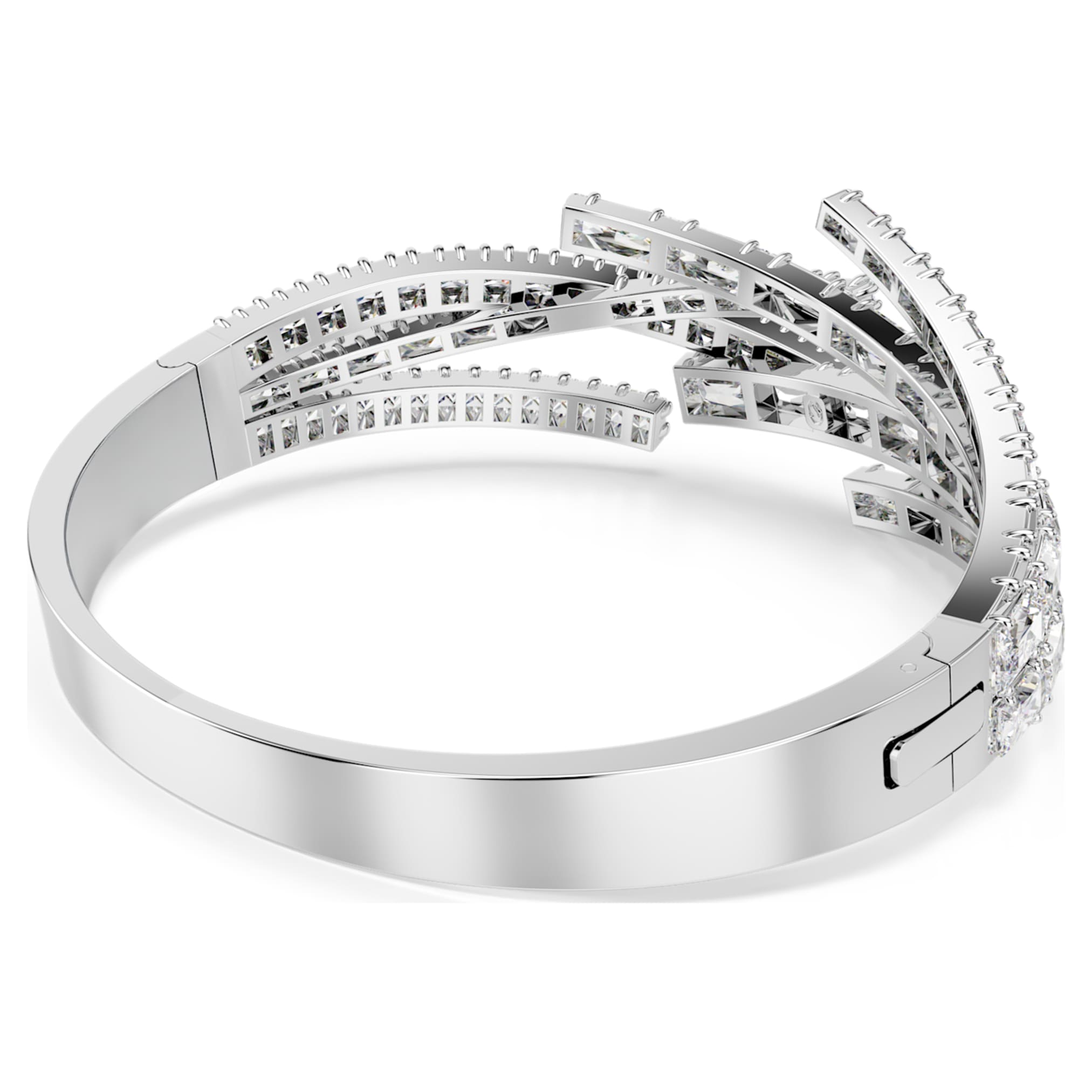 Swarovski Matrix bangle Mixed cuts, White, Rhodium plated